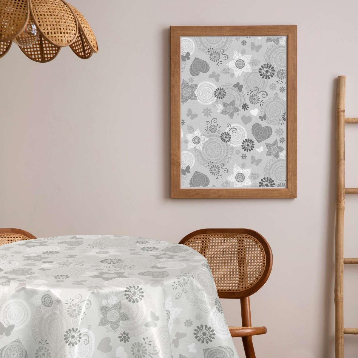 HABITABLE Nappe en toile cirée ronde Paco - Diam. 135 cm - Gris