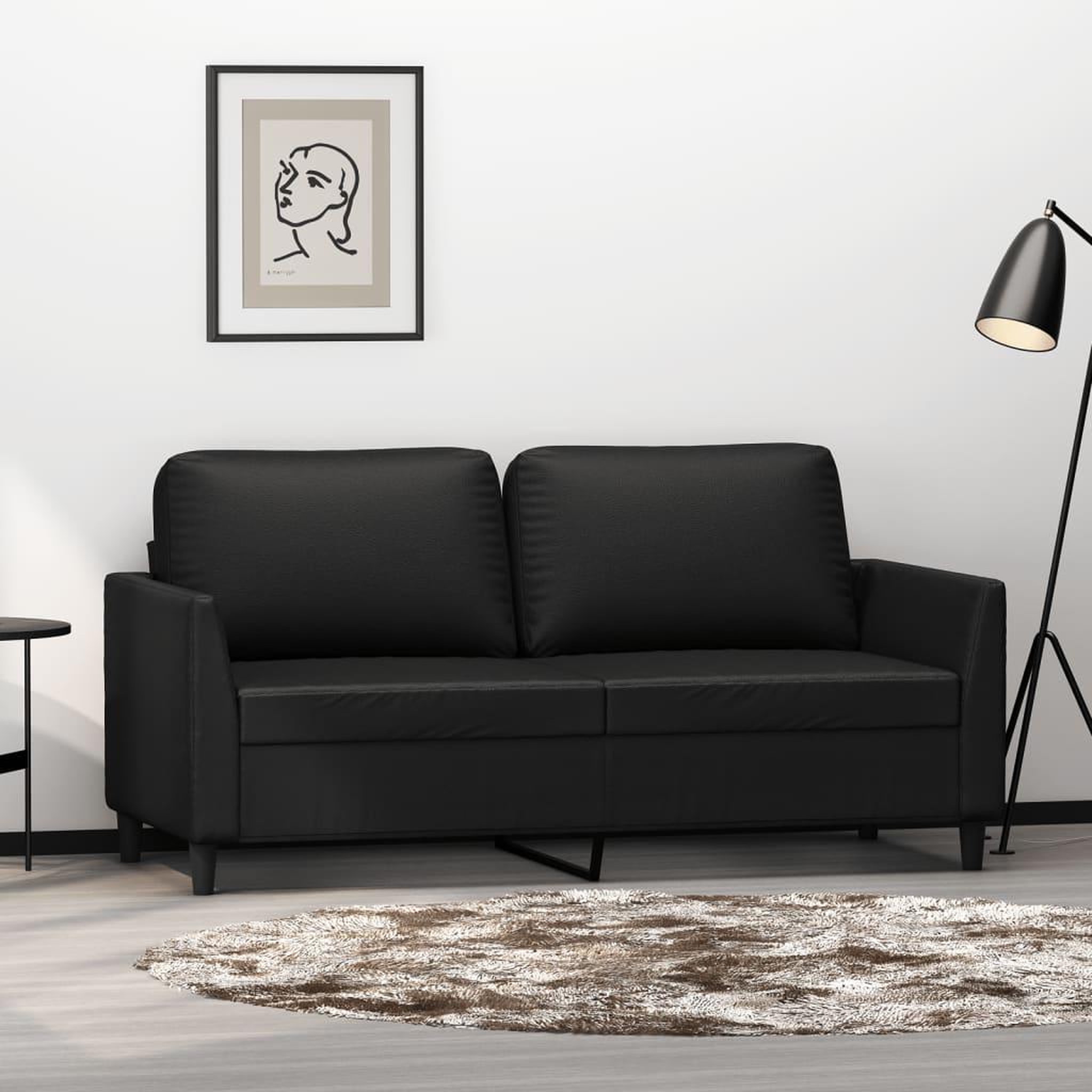 VIDAXL Canape a 2 places Noir 140 cm Similicuir