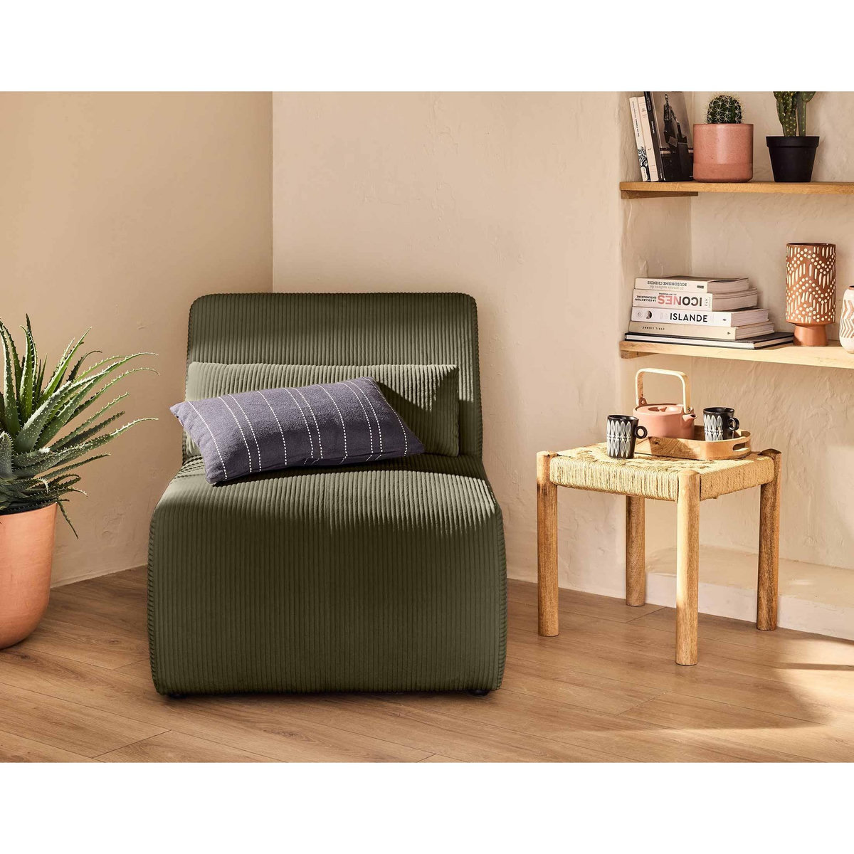LISA DESIGN Onyx - fauteuil sans accoudoirs - en velours côtelé