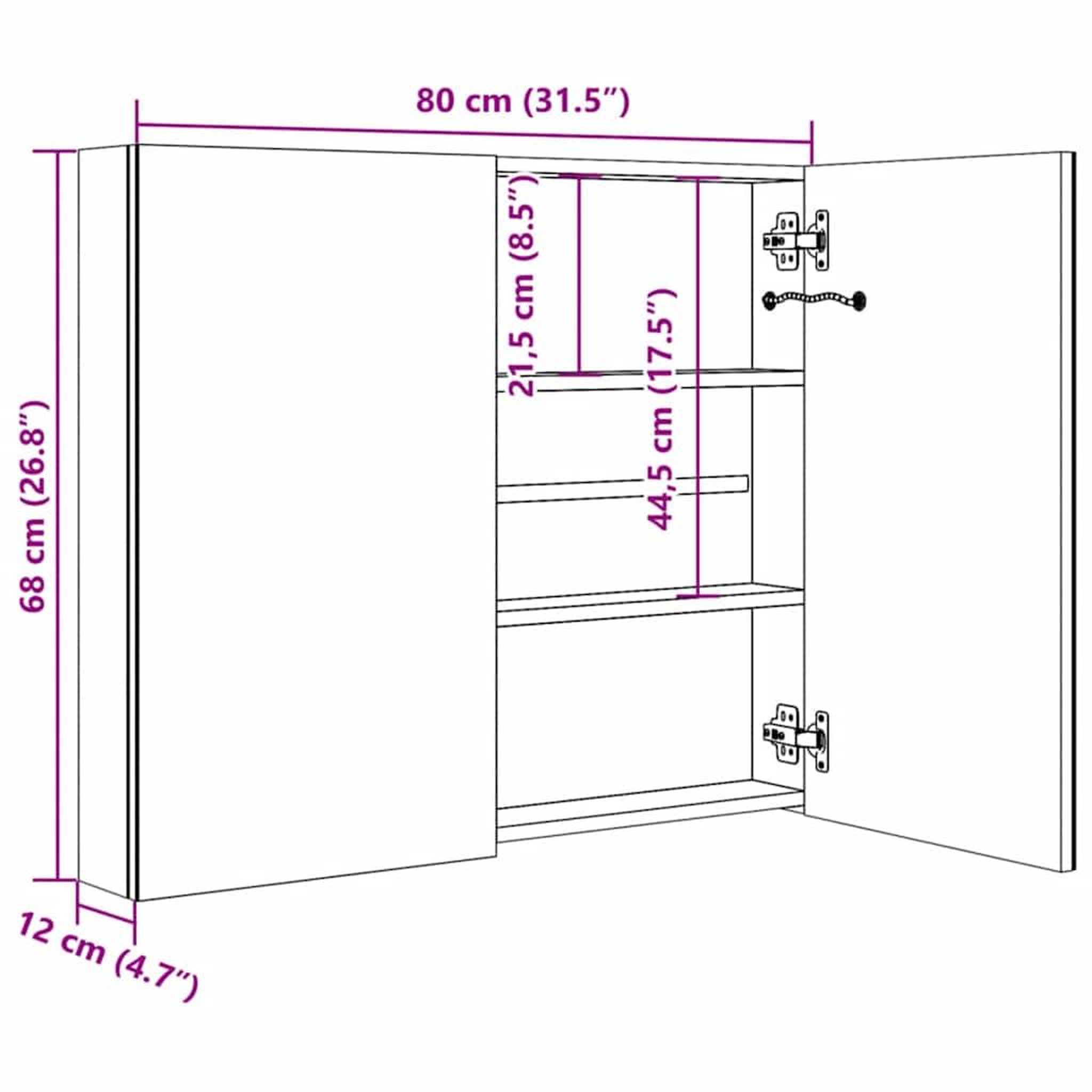 Voir la diapositive 6 : VIDAXL Armoire de salle de bain a miroir led 80x12,2x68 cm