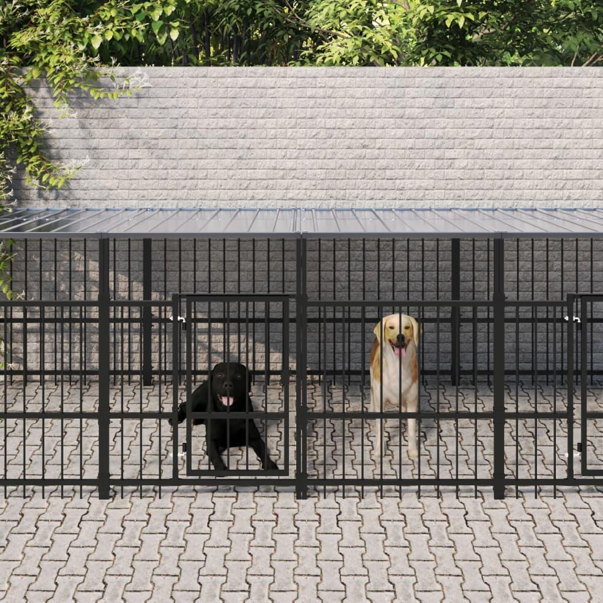 VIDAXL Chenil d'exterieur avec toit pour chiens Acier 7,51 m²