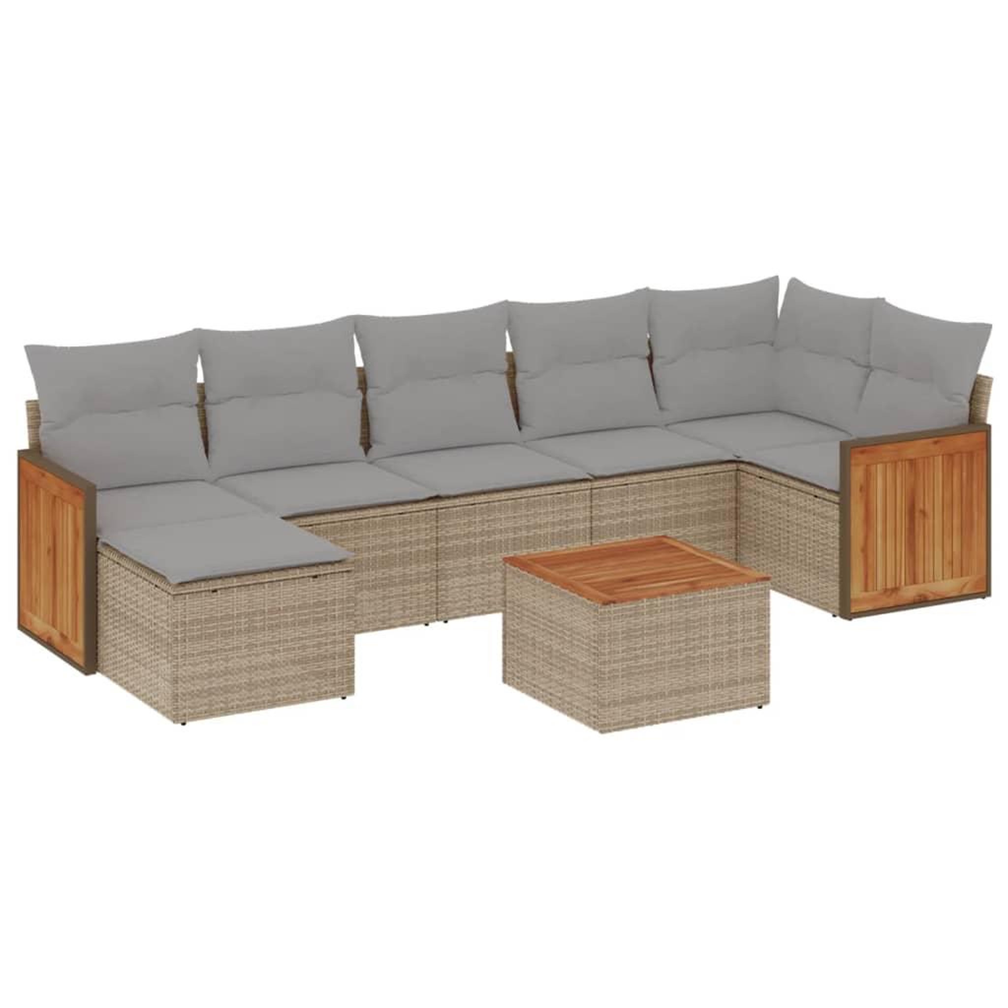 Voir la diapositive 2 : VIDAXL Salon de jardin avec coussins 8 pcs beige resine tressee