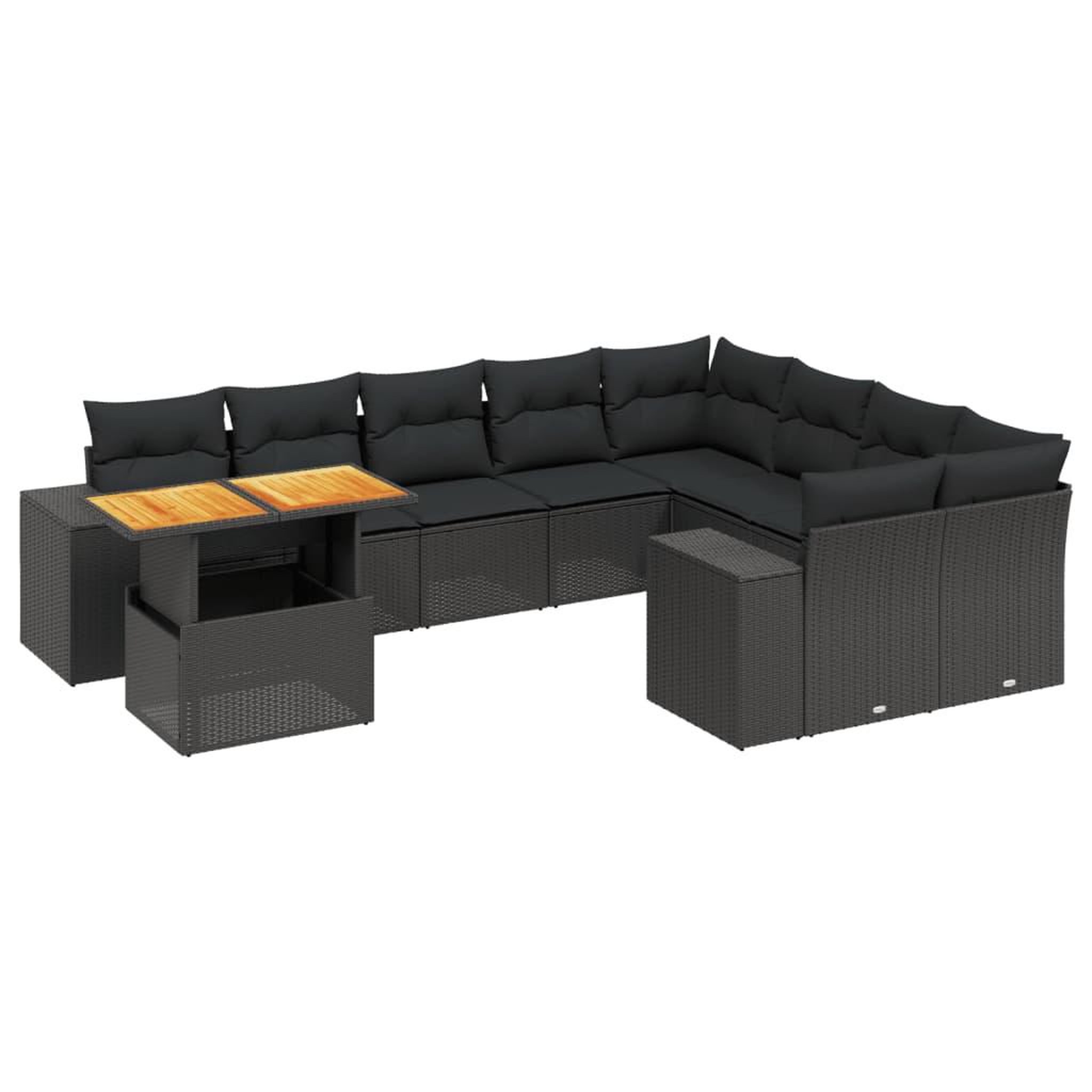 Voir la diapositive 2 : VIDAXL Salon de jardin 10 pcs avec coussins noir resine tressee