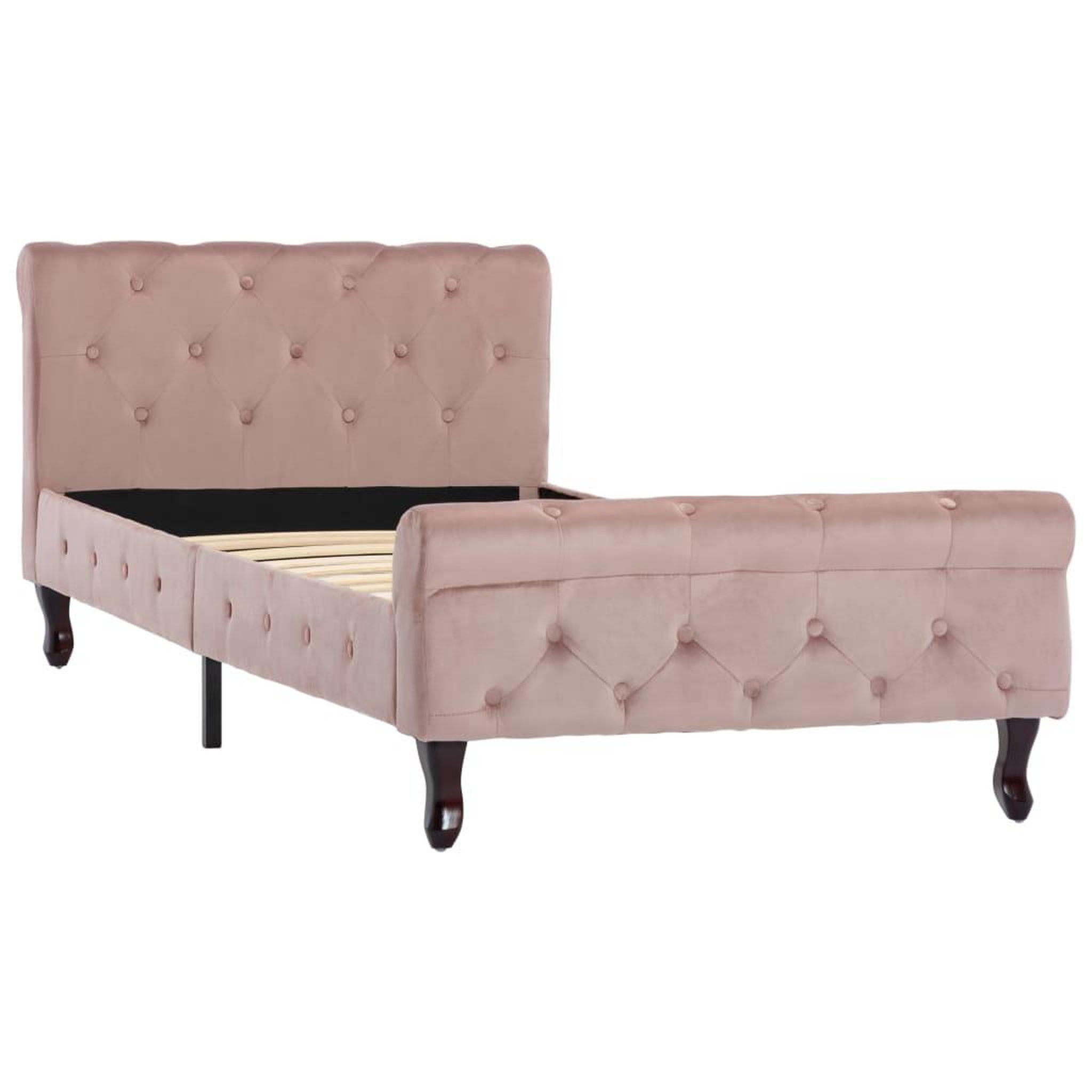 Voir la diapositive 2 : VIDAXL Cadre de lit Rose Velours 90x200 cm