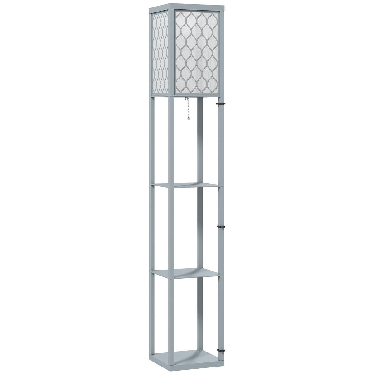 HOMCOM Lampadaire étagère lampe étagère 26L x 26l x 160H cm 3 étagères 4 niveaux MDF gris motif nid d'abeille