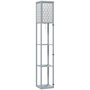 Voir la diapositive 1 : HOMCOM Lampadaire étagère lampe étagère 26L x 26l x 160H cm 3 étagères 4 niveaux MDF gris motif nid d'abeille