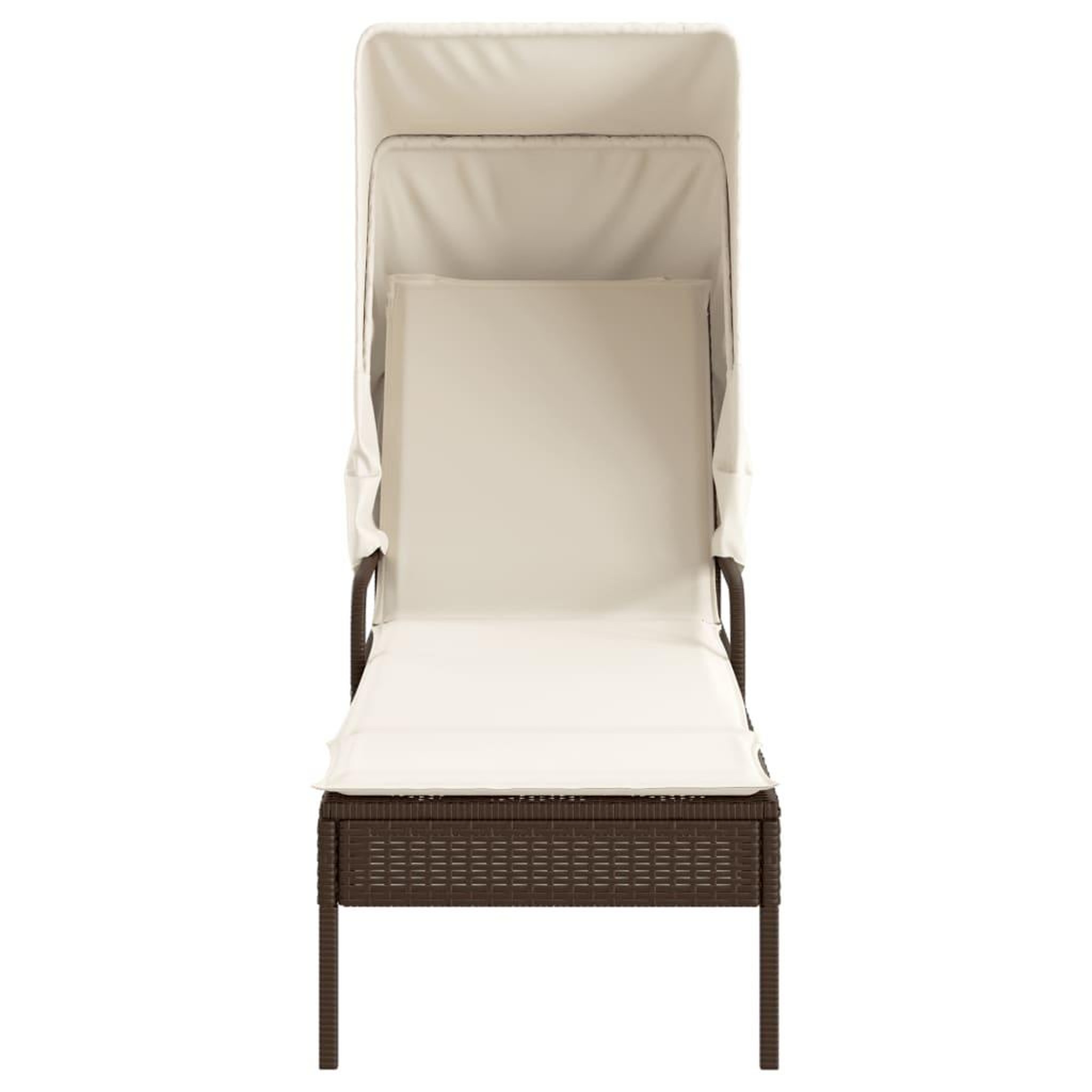 Voir la diapositive 4 : VIDAXL Chaises longues lot de 2 et auvents et table marron poly rotin