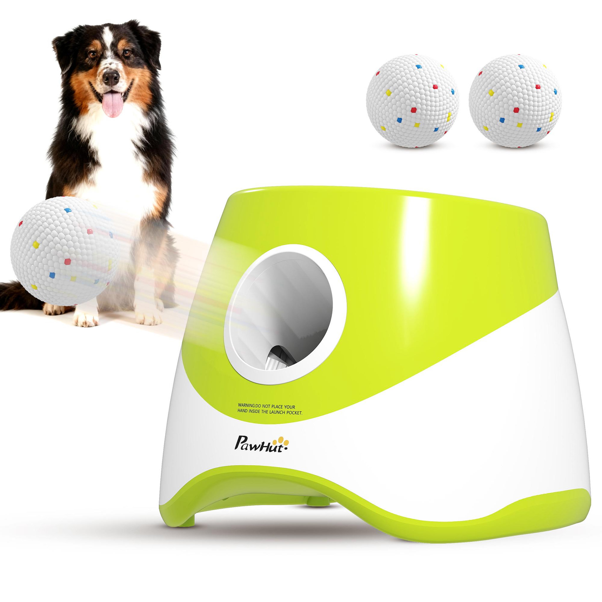 PAWHUT Lanceur de balles automatique pour chien 5 balles etpu vert