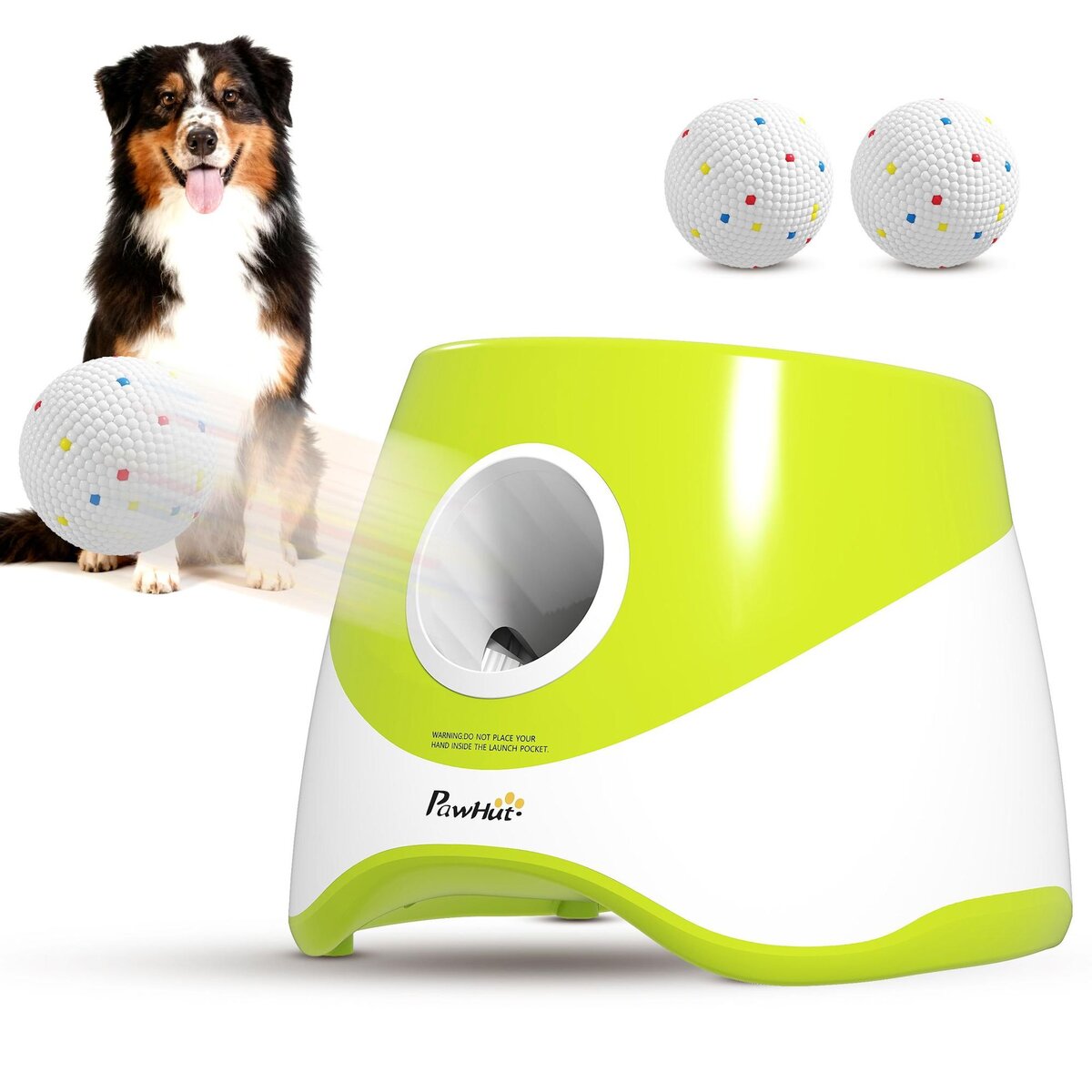 PAWHUT Lanceur de balles automatique pour chien 5 balles ETPU vert