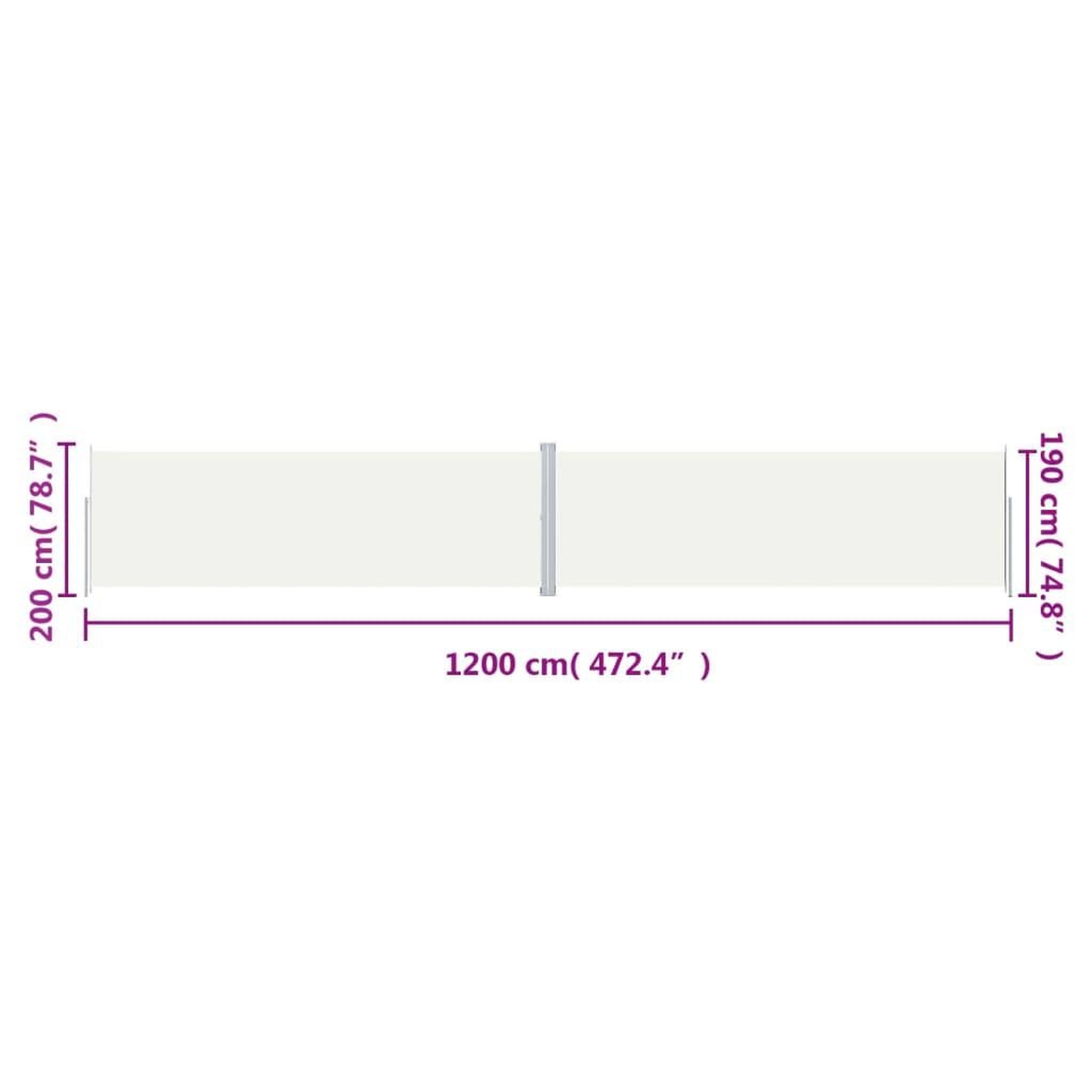 Voir la diapositive 6 : VIDAXL Auvent lateral retractable Creme 200x1200 cm