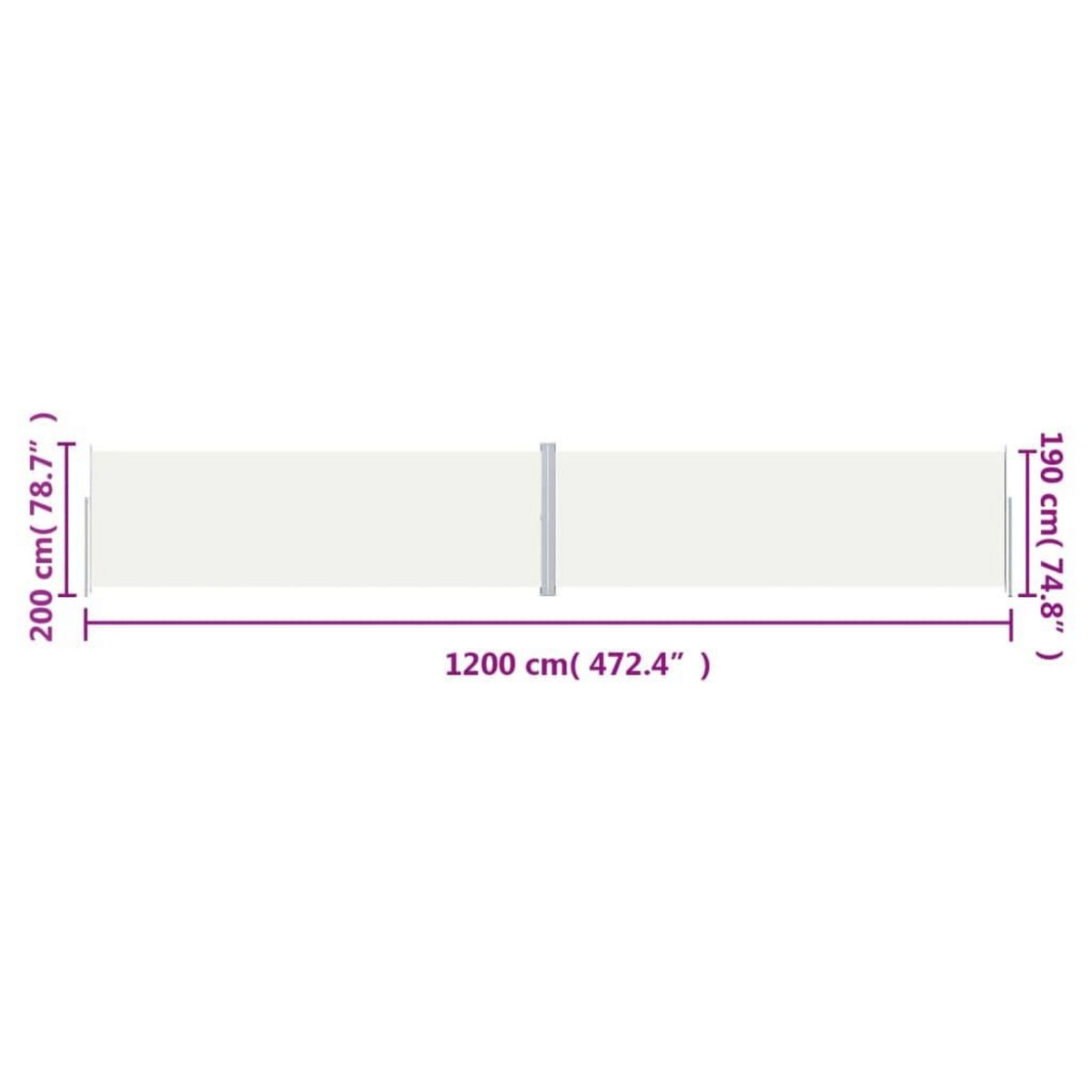 VIDAXL Auvent lateral retractable Creme 200x1200 cm
