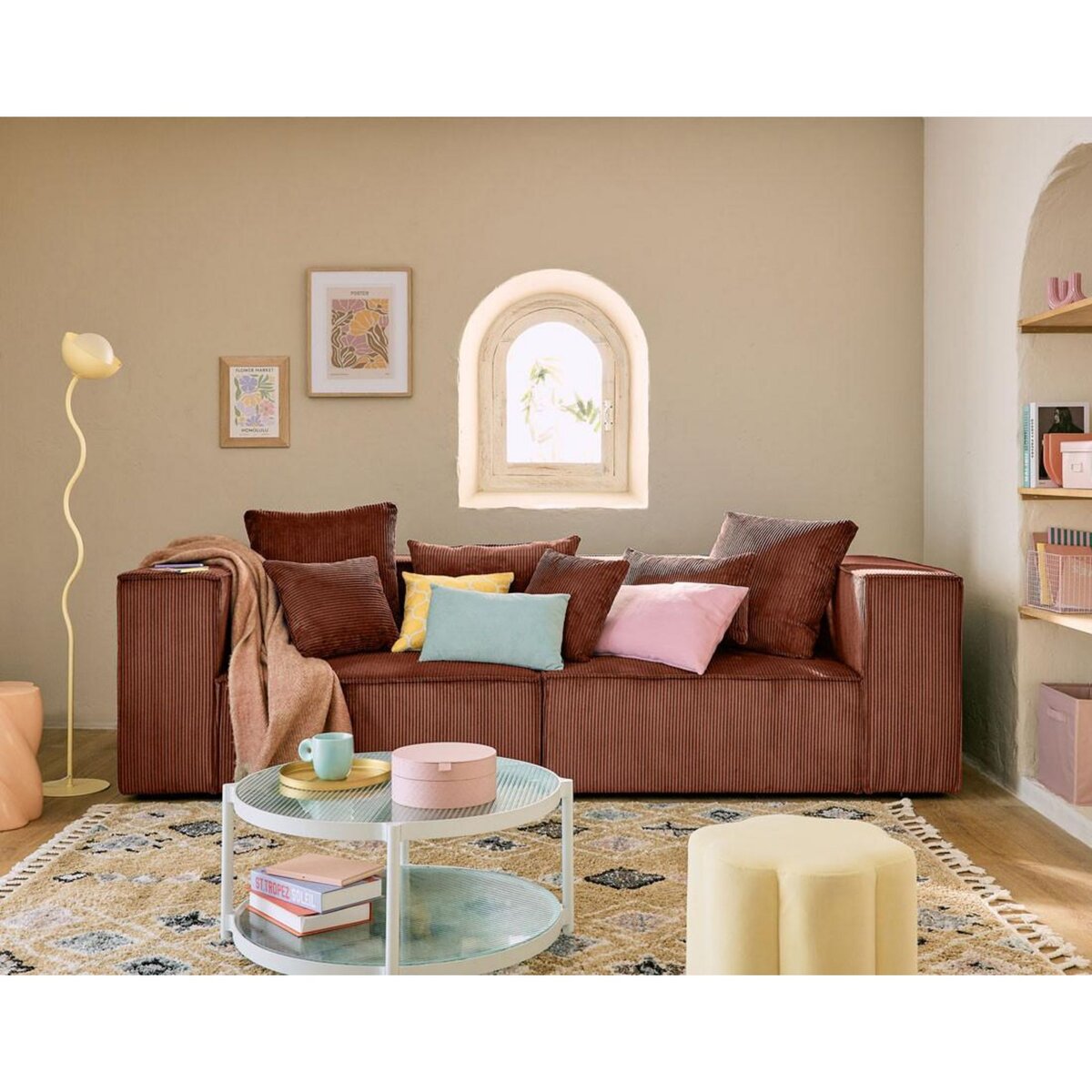 LISA DESIGN Colombine - canapé modulable droit - 2 places - en velours côtelé