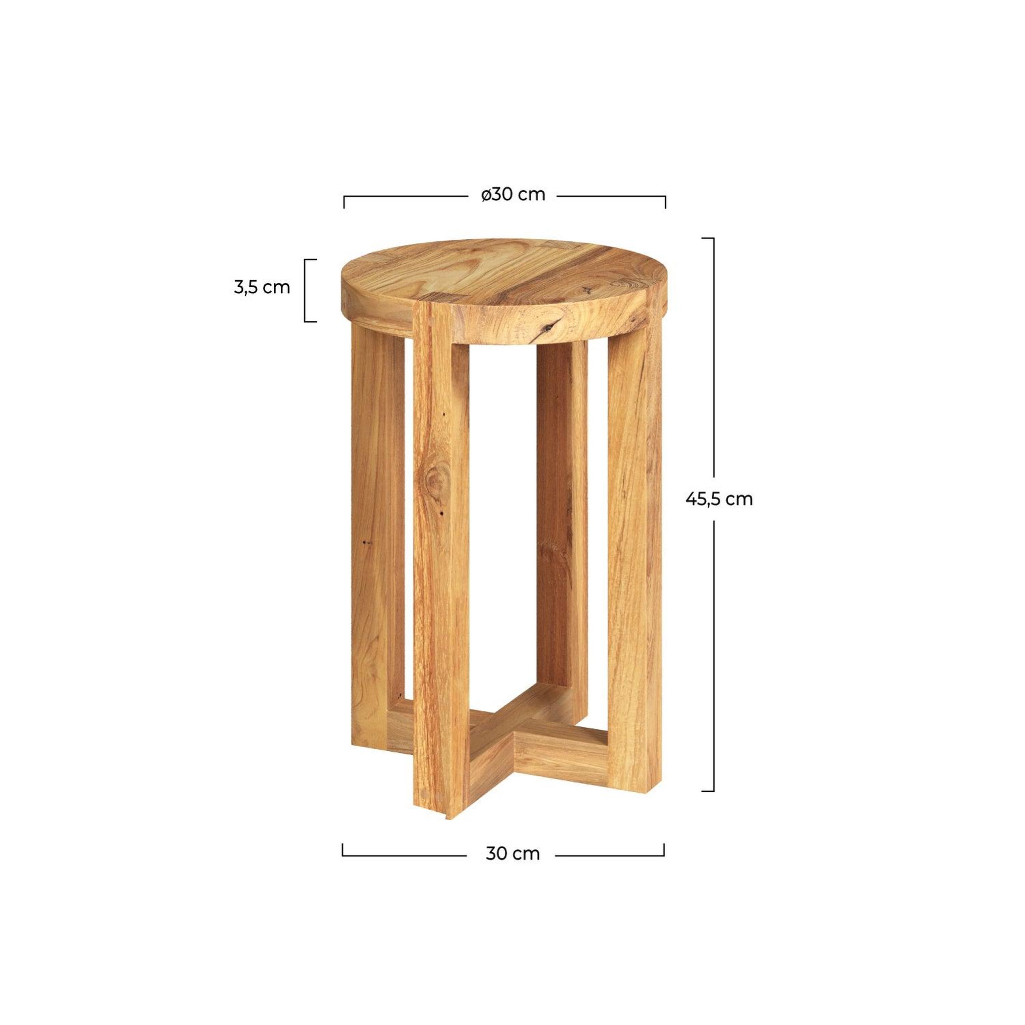 Voir la diapositive 4 : MAISON PAVANE Tabouret rond en bois de teck recyclé H45,5 cm-Noé