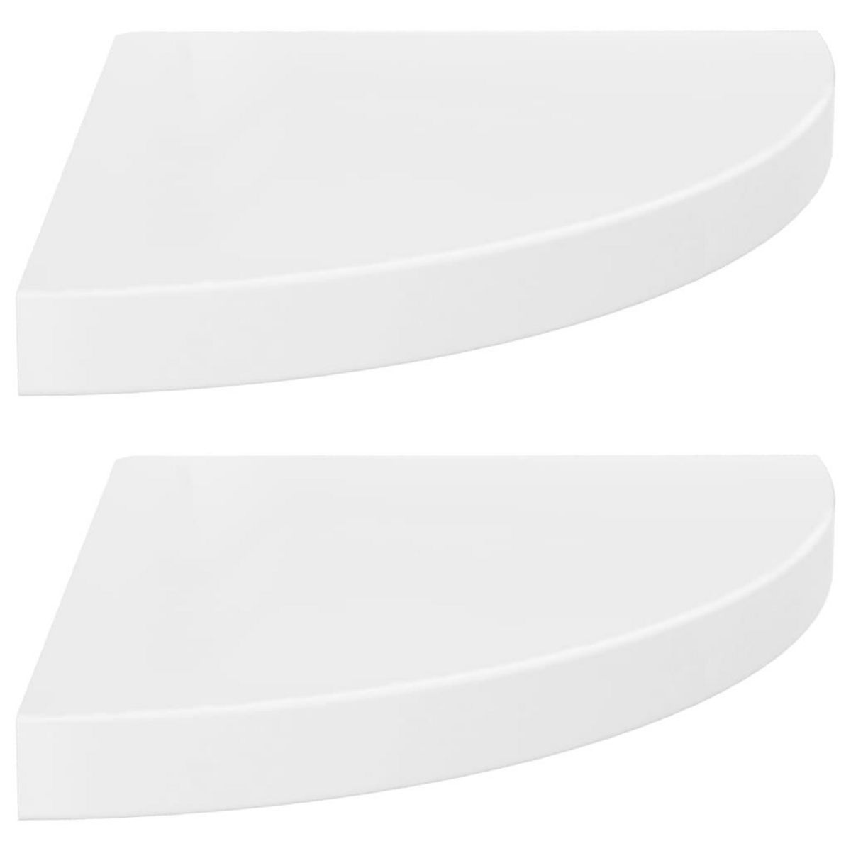 VIDAXL Etageres d'angle flottantes 2pcs blanc brillant 35x35x3,8cm MDF