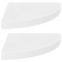 Voir la diapositive 2 : VIDAXL Etageres d'angle flottantes 2pcs blanc brillant 35x35x3,8cm MDF