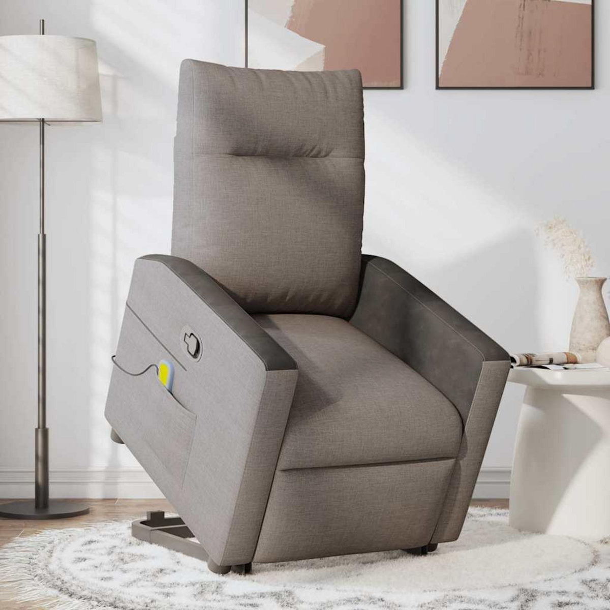 VIDAXL Fauteuil inclinable de massage Taupe Tissu
