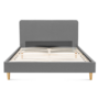 Voir la diapositive 4 : ID MARKET Lit double scandinave BALTA avec tête de lit et sommier 140 x 190 cm tissu gris clair