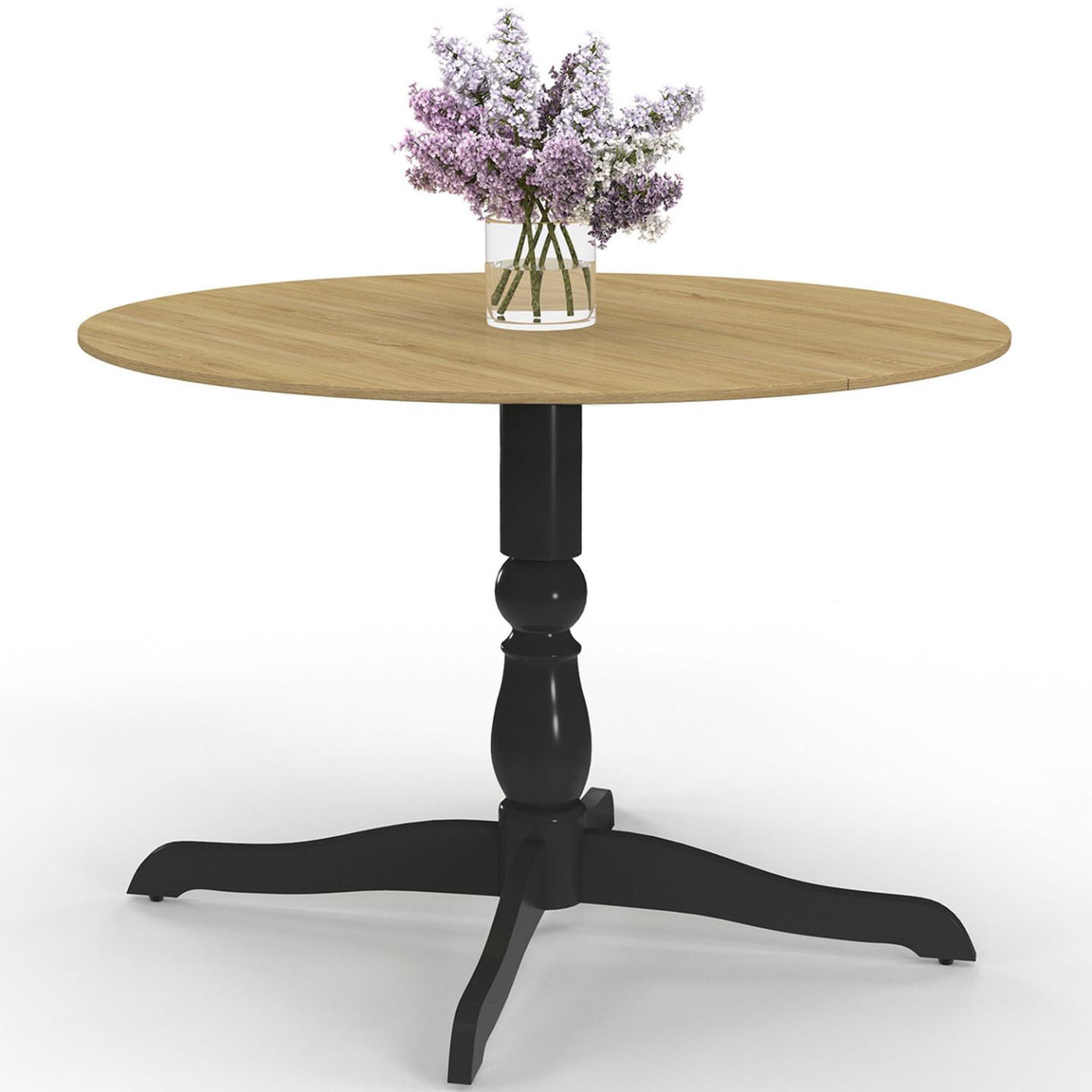 ID MARKET Table à manger ronde marie 4-6 personnes bois façon hêtre et noir 110 cm