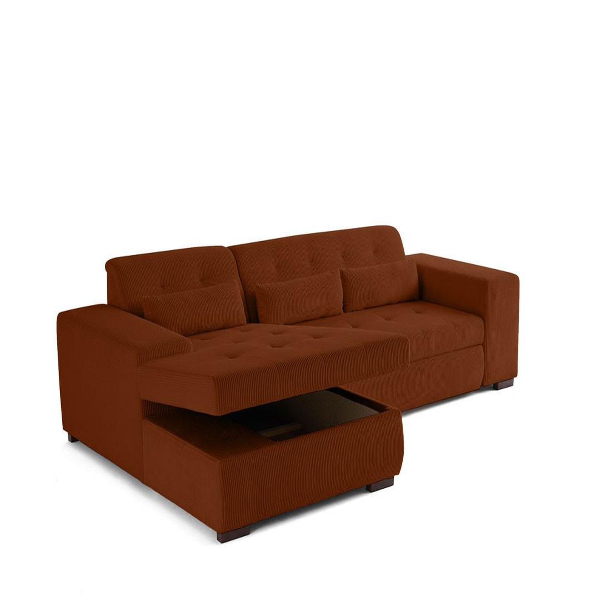 Voir la diapositive 4 : LISA DESIGN Vermont - canapé d'angle gauche - 4 places - convertible avec coffre - en velours côtelé