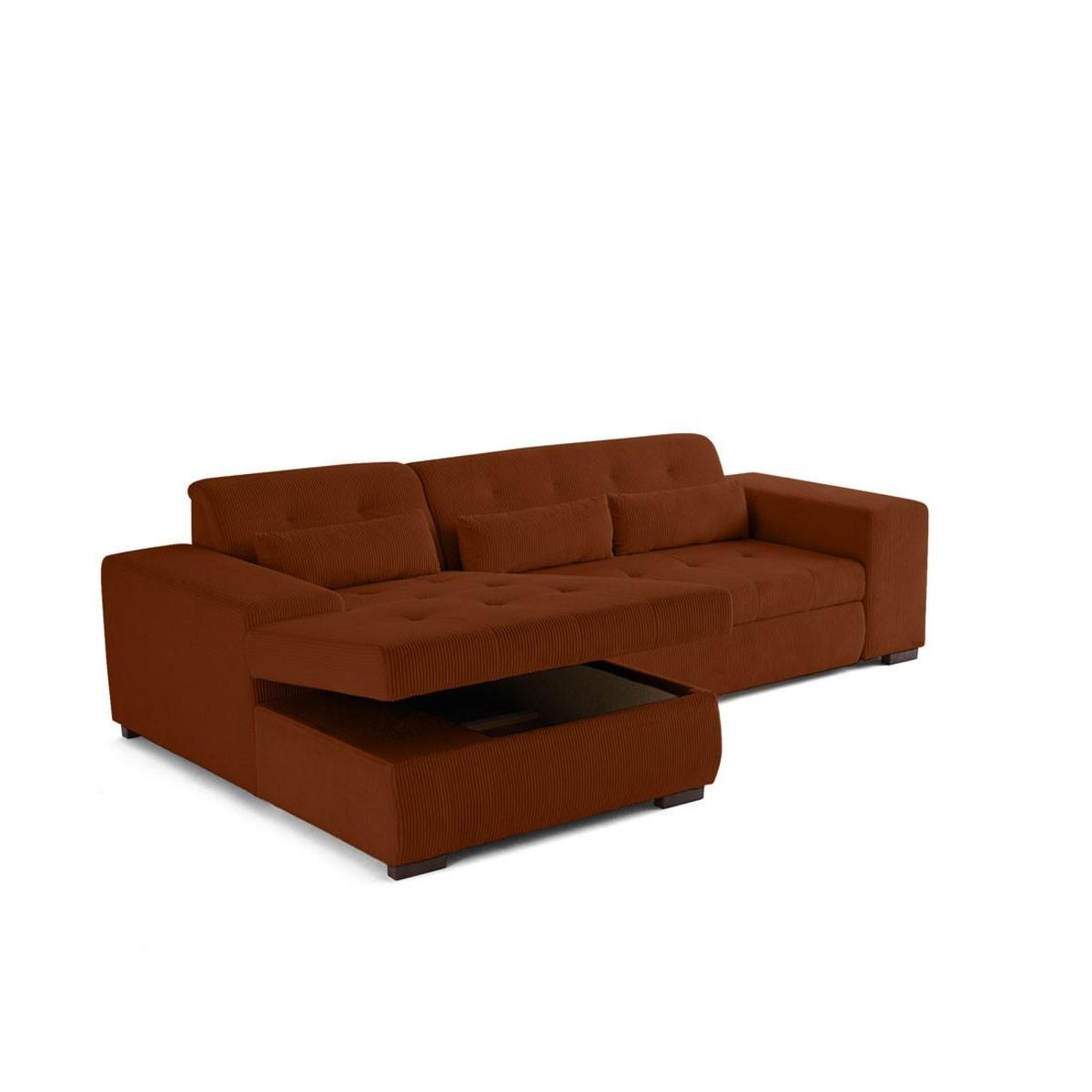 LISA DESIGN Vermont - canapé d'angle gauche - 4 places - convertible avec coffre - en velours côtelé