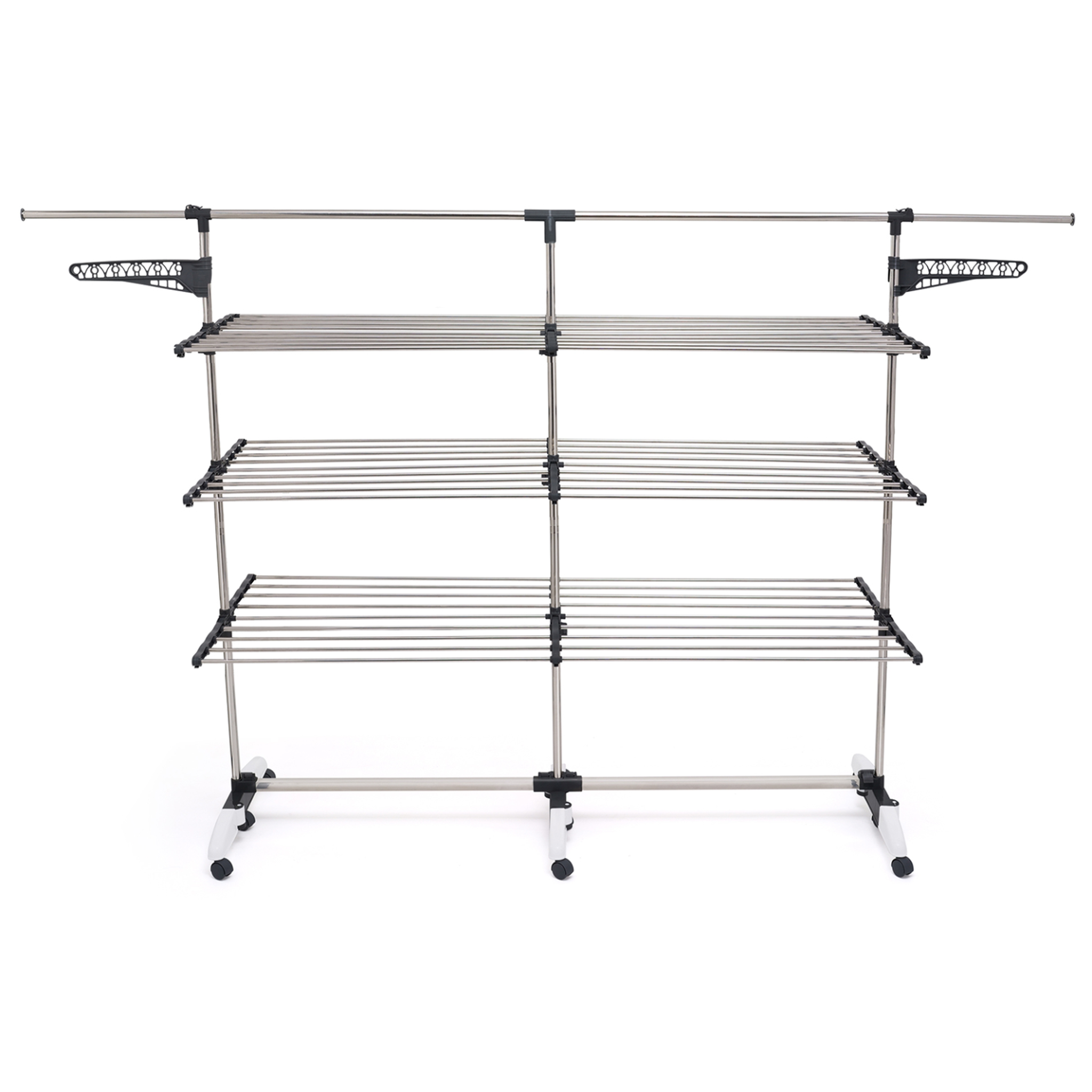 Voir la diapositive 3 : ID MARKET Séchoir à linge vertical pliable 3 niveaux supra capacité 50m avec tringle télescopique blanc et gris