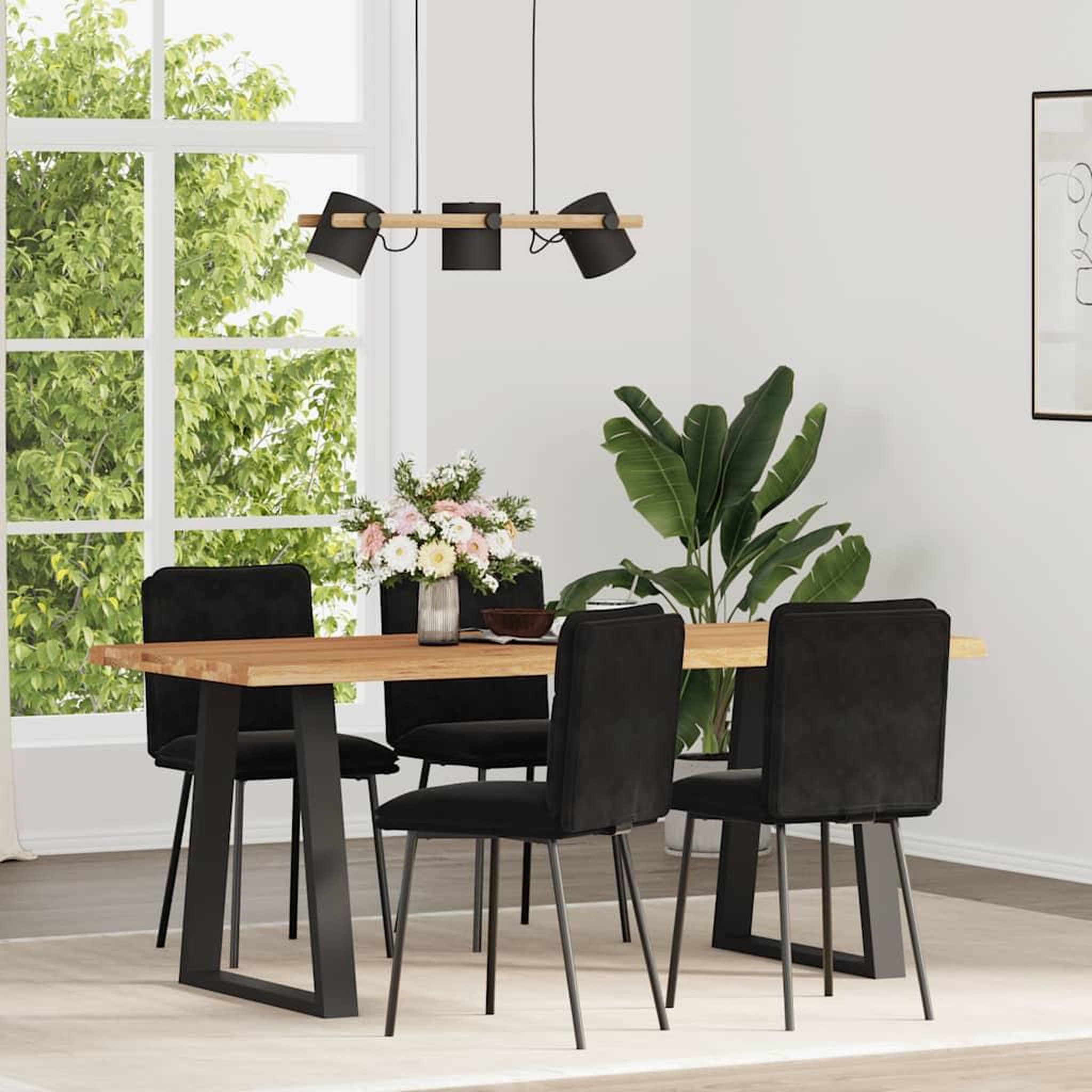 VIDAXL Chaises a manger lot de 4 Noir Velours