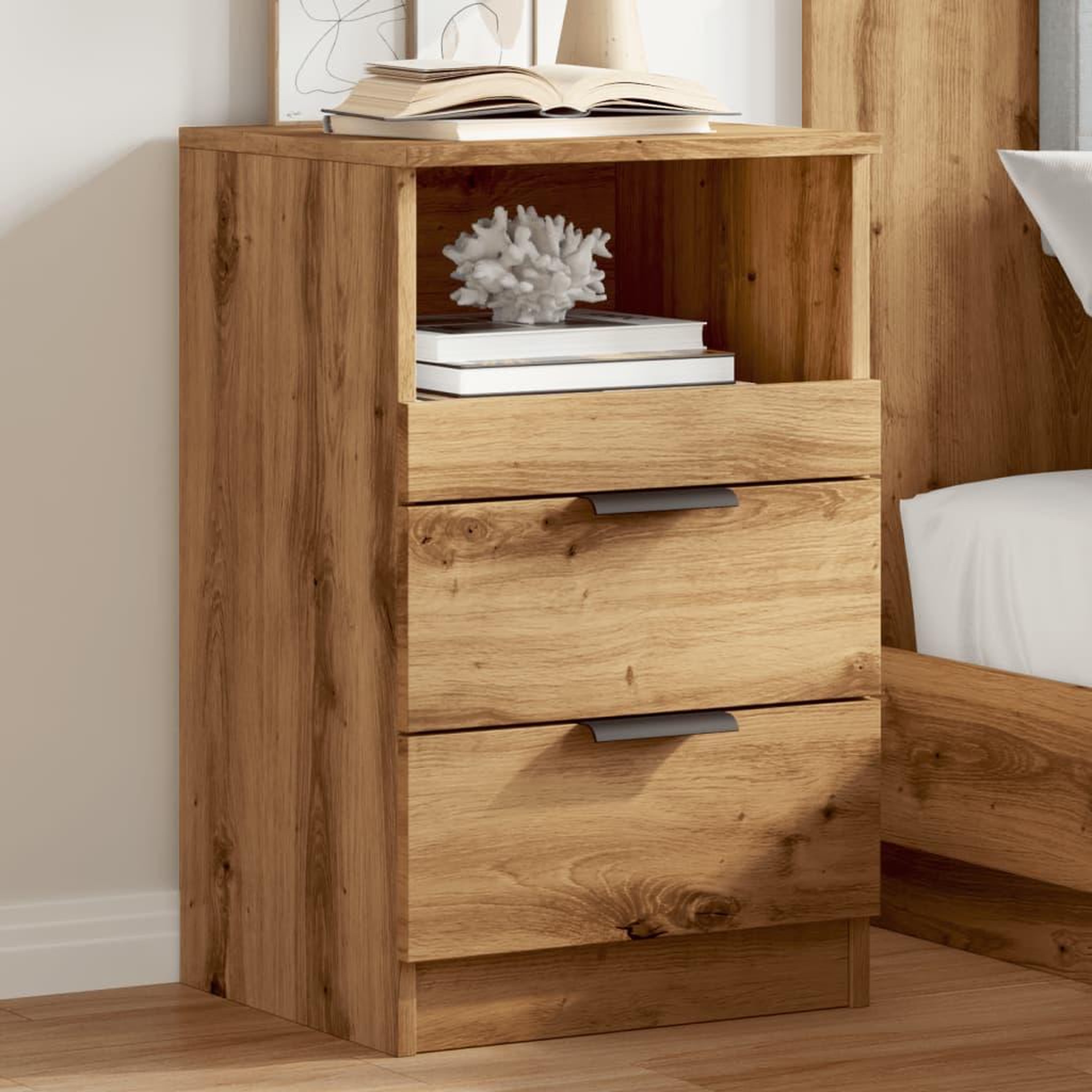 Voir la diapositive 3 : VIDAXL Table de chevet chene artisanal 40x36x65 cm bois d'ingenierie