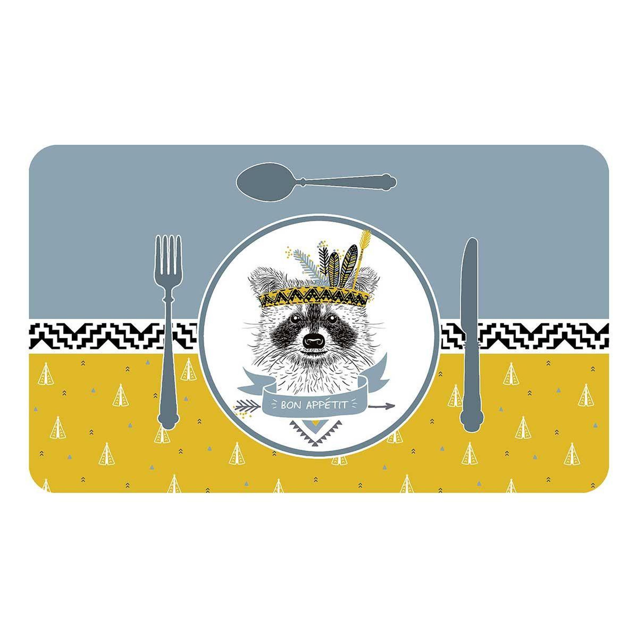 Douceur d'Intérieur Set de Table Enfant  Filou  28x44cm Bleu & Jaune