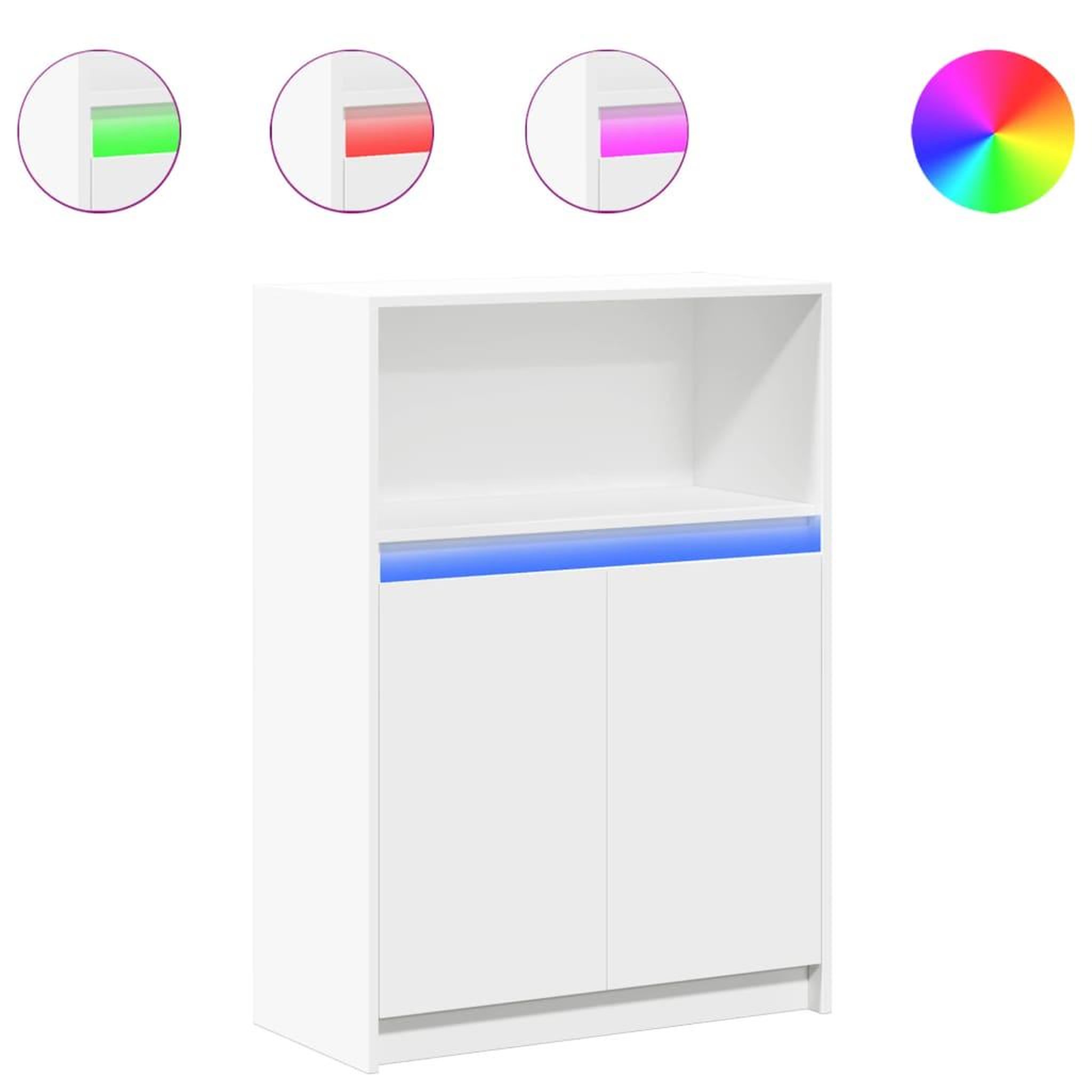 Voir la diapositive 2 : VIDAXL Buffet avec LED blanc 72x34x100 cm bois d'ingenierie