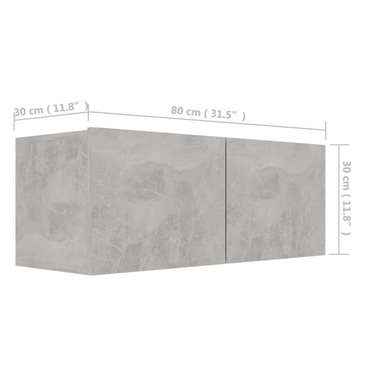 VIDAXL Meuble TV Gris beton 80x30x30 cm Bois d'ingenierie
