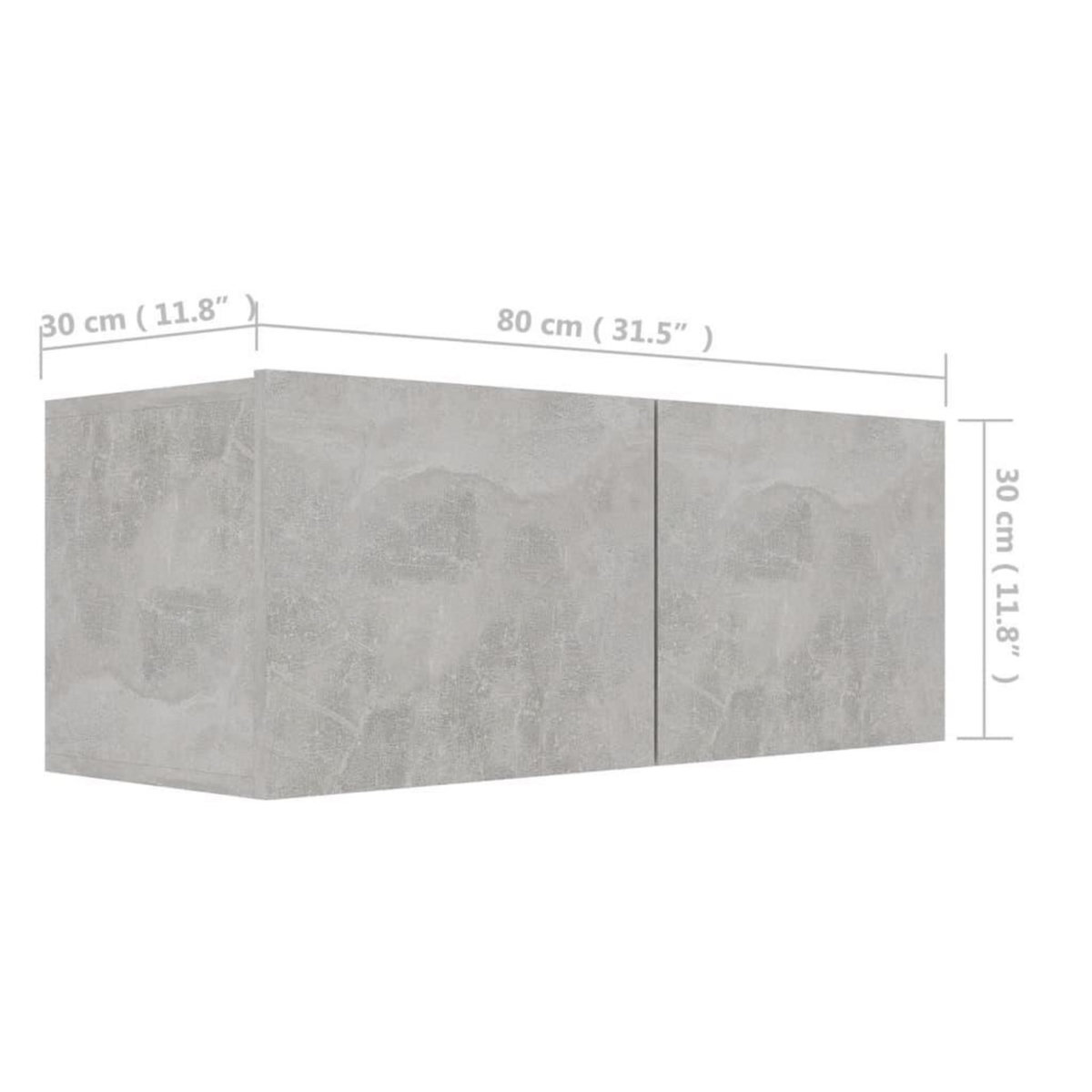 VIDAXL Meuble TV Gris beton 80x30x30 cm Bois d'ingenierie
