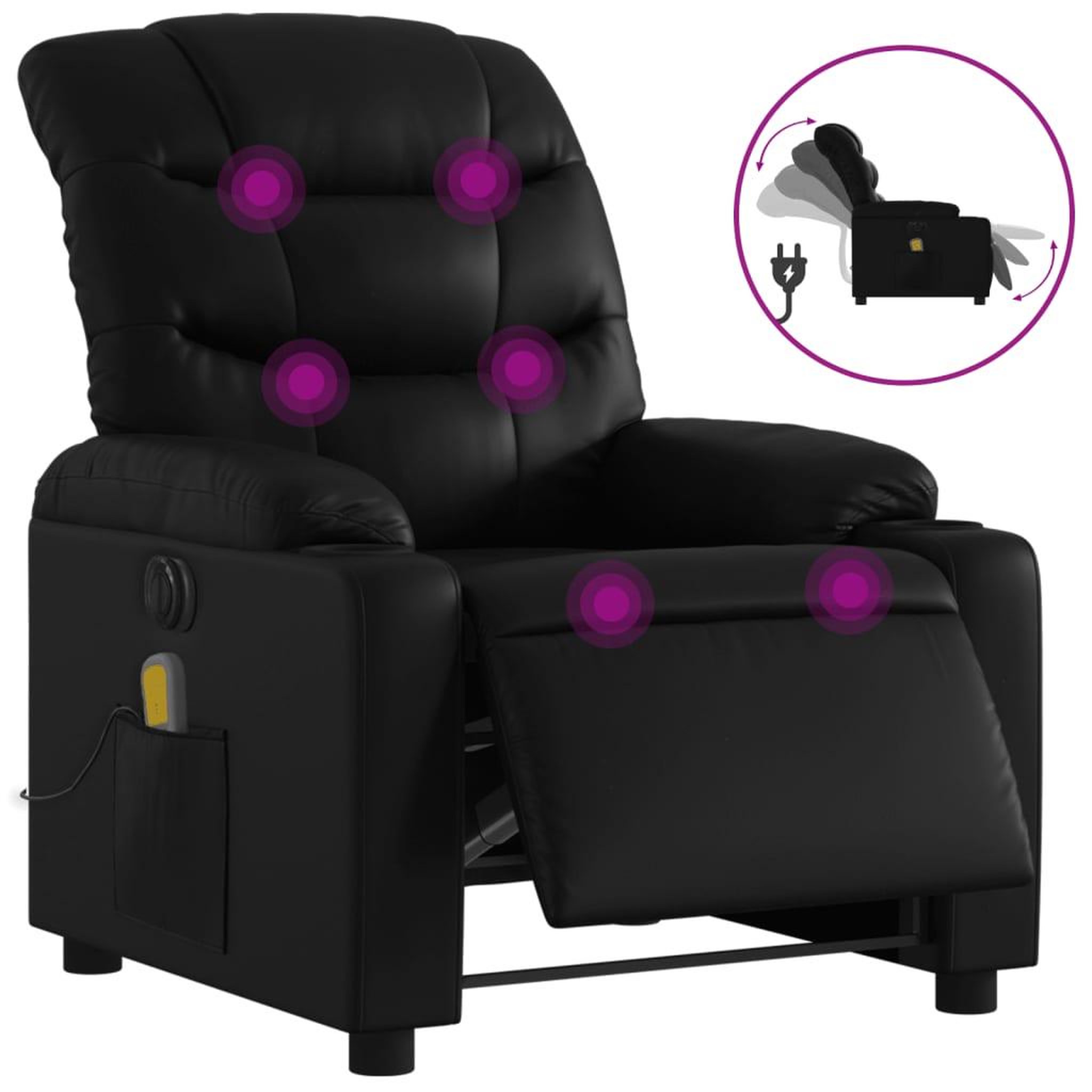 Voir la diapositive 2 : VIDAXL Fauteuil de massage inclinable electrique noir similicuir