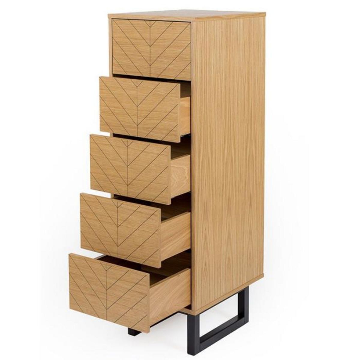 Paris Prix Chiffonnier 5 Tiroirs Chevrons  Camden  123cm Naturel