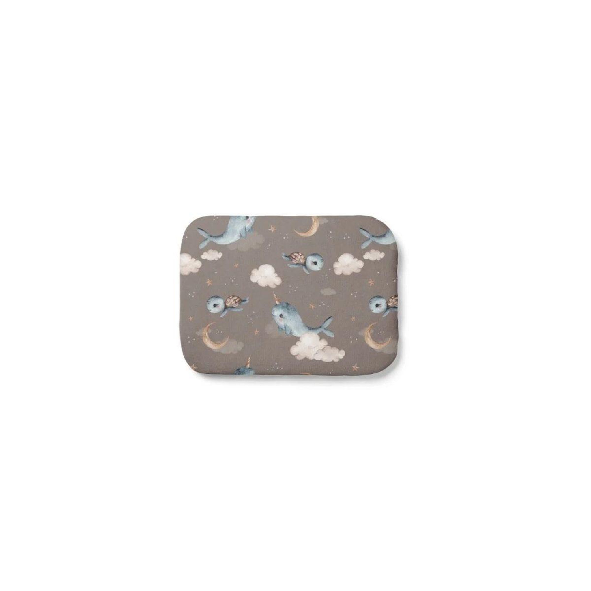 WALDIN Oreiller bébé 40 × 30 cm - motif baleine, brun