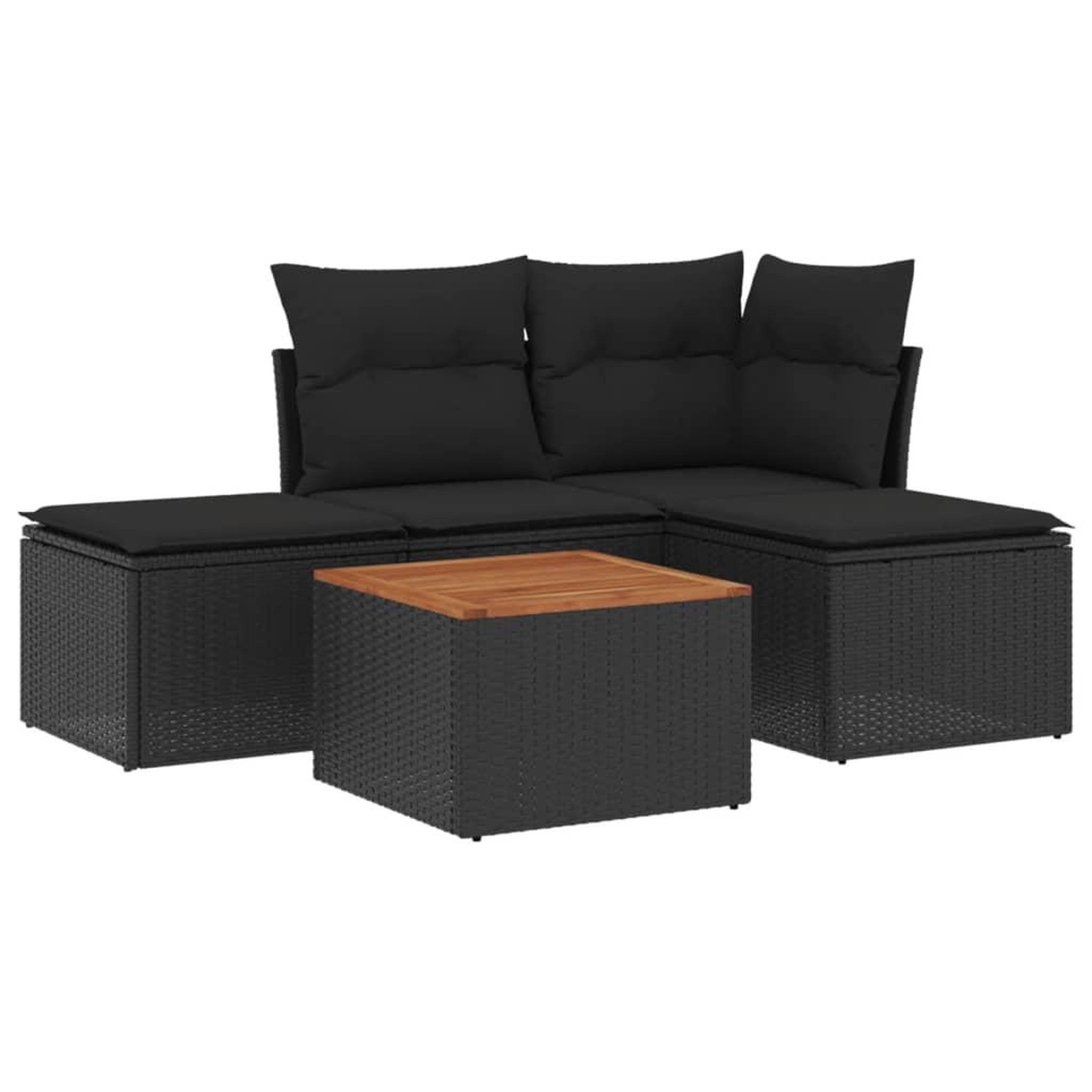 Voir la diapositive 2 : VIDAXL Salon de jardin 5 pcs avec coussins noir resine tressee