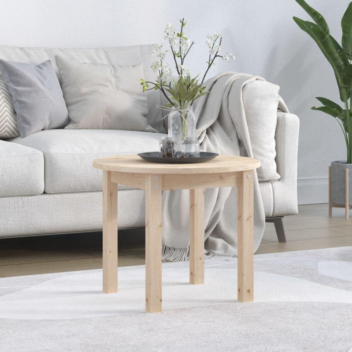 VIDAXL Table basse Ø 55x45 cm Bois massif de pin