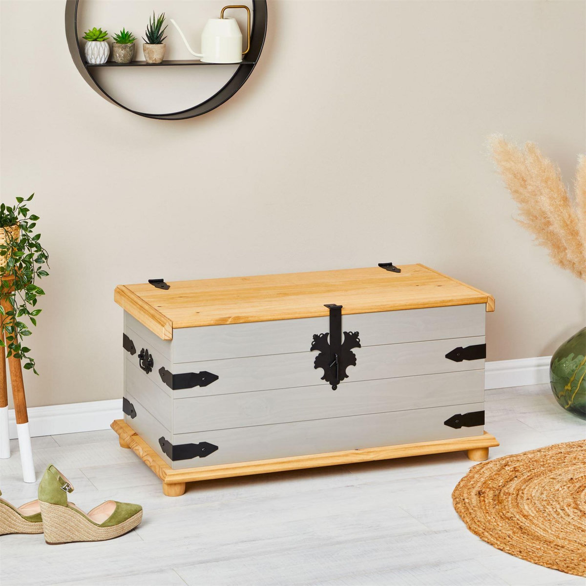 IDIMEX Coffre de rangement en pin TEQUILA style mexicain