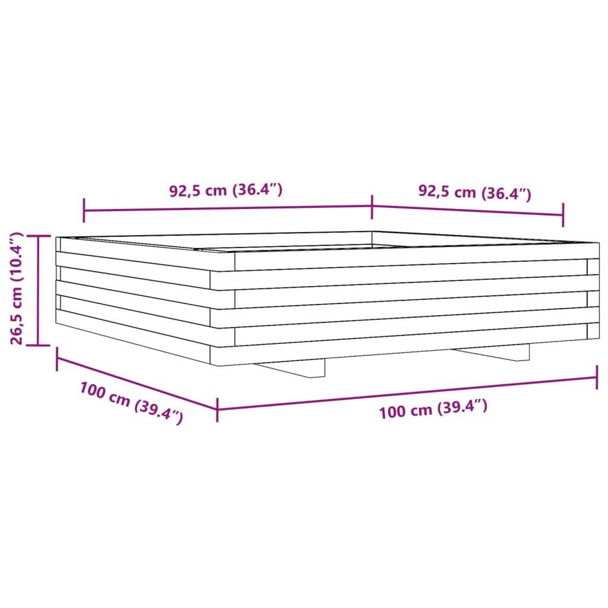 Voir la diapositive 6 : VIDAXL Jardiniere blanc 100x100x26,5 cm bois de pin massif