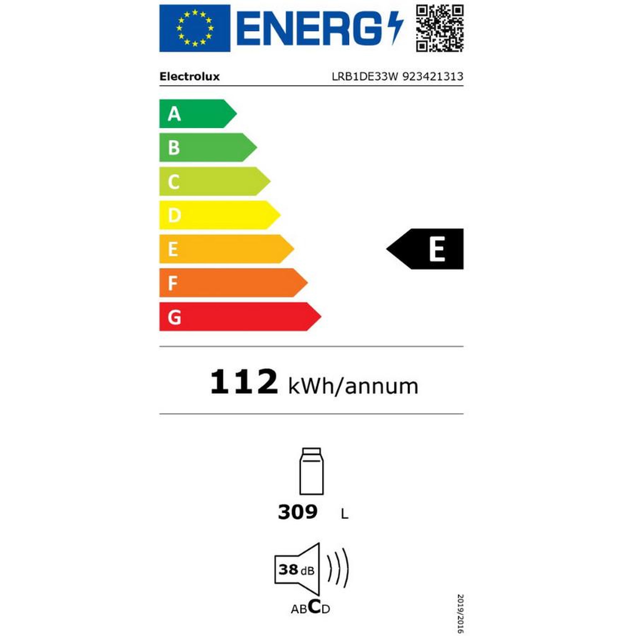Voir la diapositive 2 : ELECTROLUX Réfrigérateur 1 porte 60cm 309l - lrb1de33w