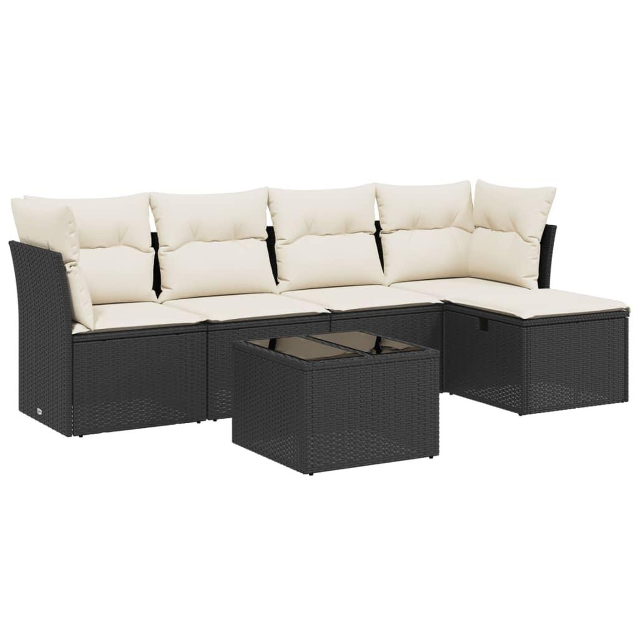 Voir la diapositive 2 : VIDAXL Salon de jardin 6 pcs avec coussins noir resine tressee