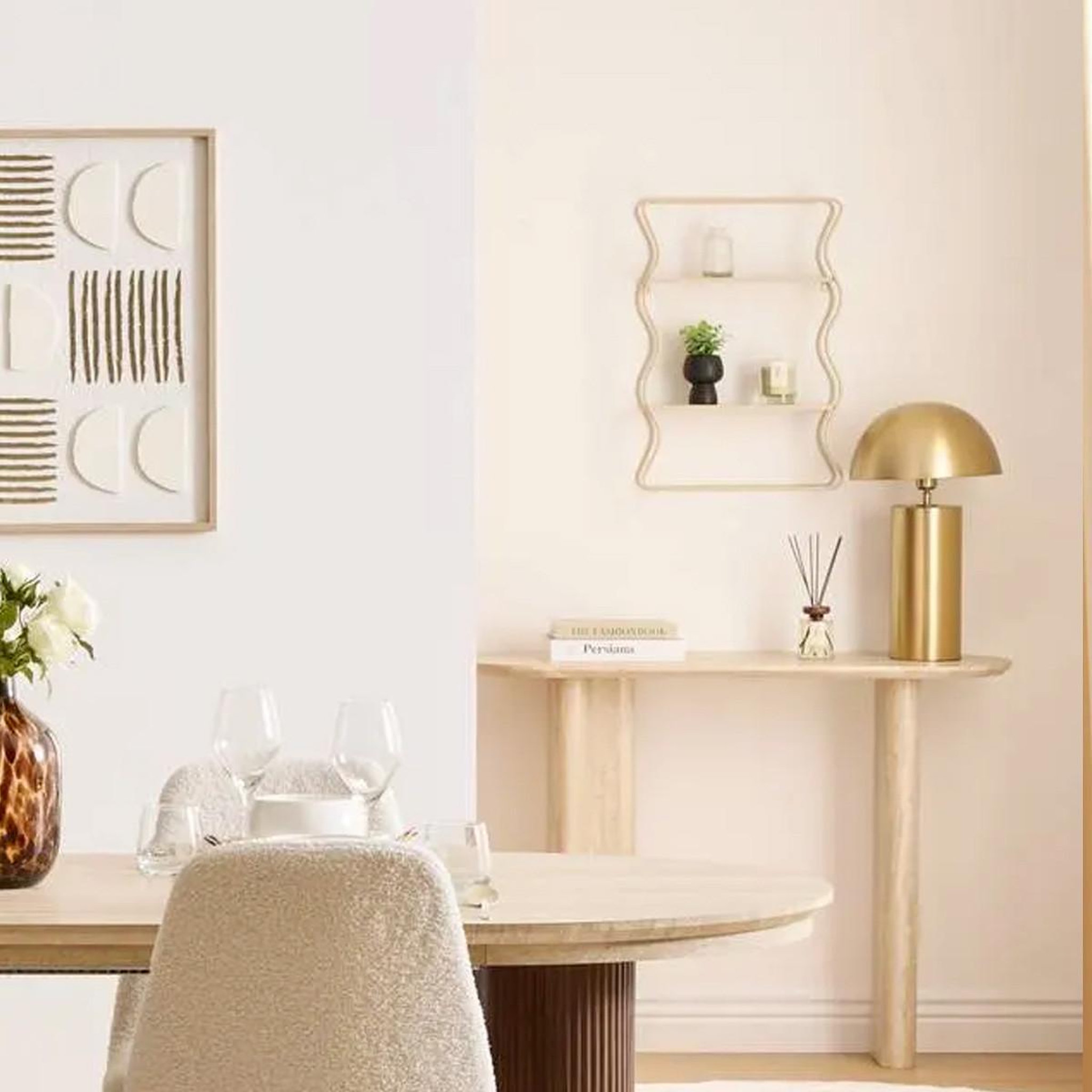 Voir la diapositive 5 : ATMOSPHERA Étagère murale design vague  judy  58cm beige
