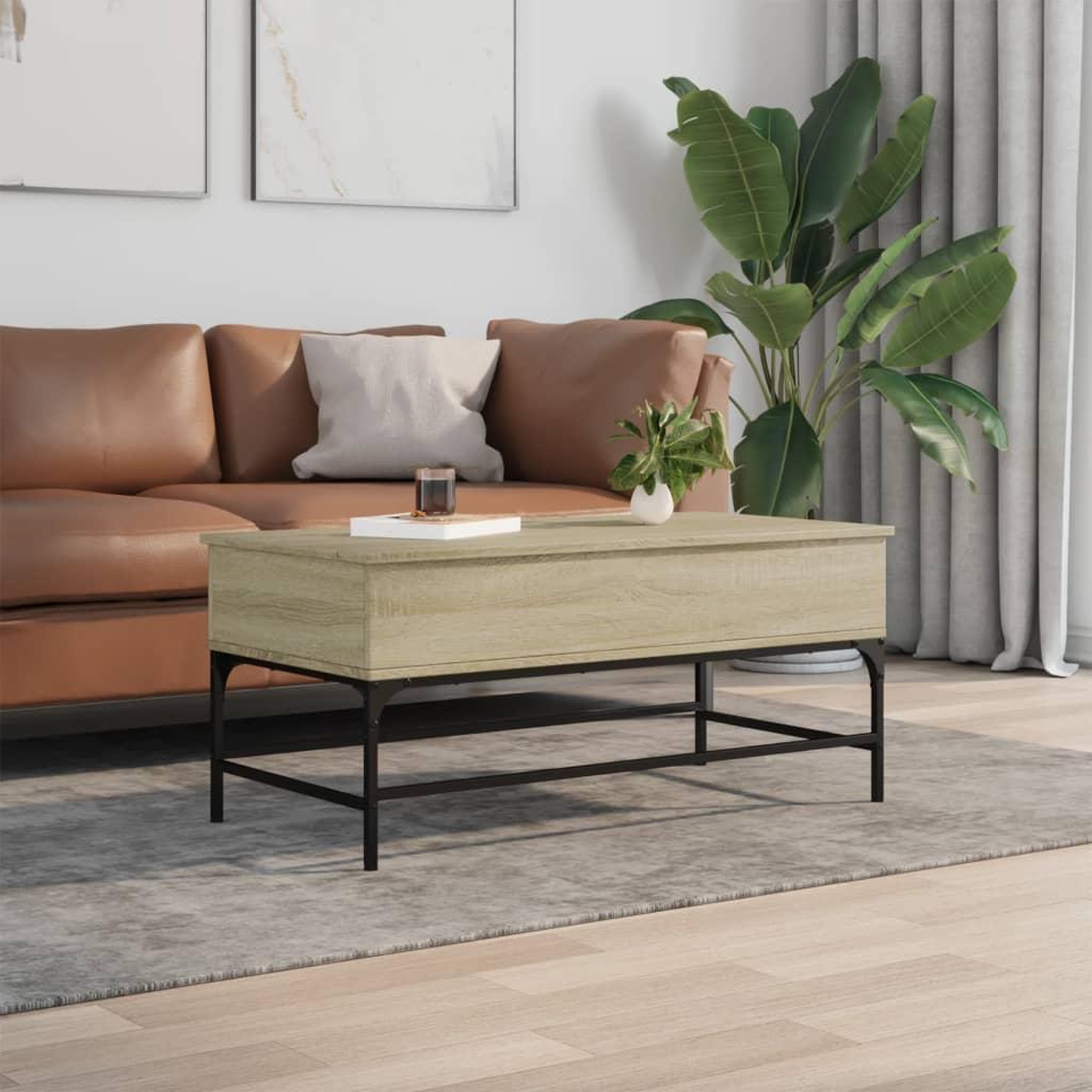 Voir la diapositive 3 : VIDAXL Table basse chene sonoma 100x50x45cm bois d'ingenierie et metal