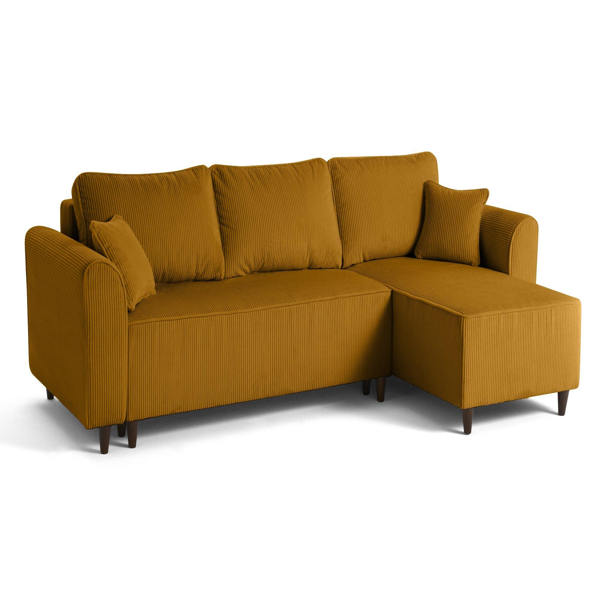 Voir la diapositive 2 : BEST MOBILIER Saphir - canapé d'angle réversible 4 places - convertible avec coffre - en velours côtelé