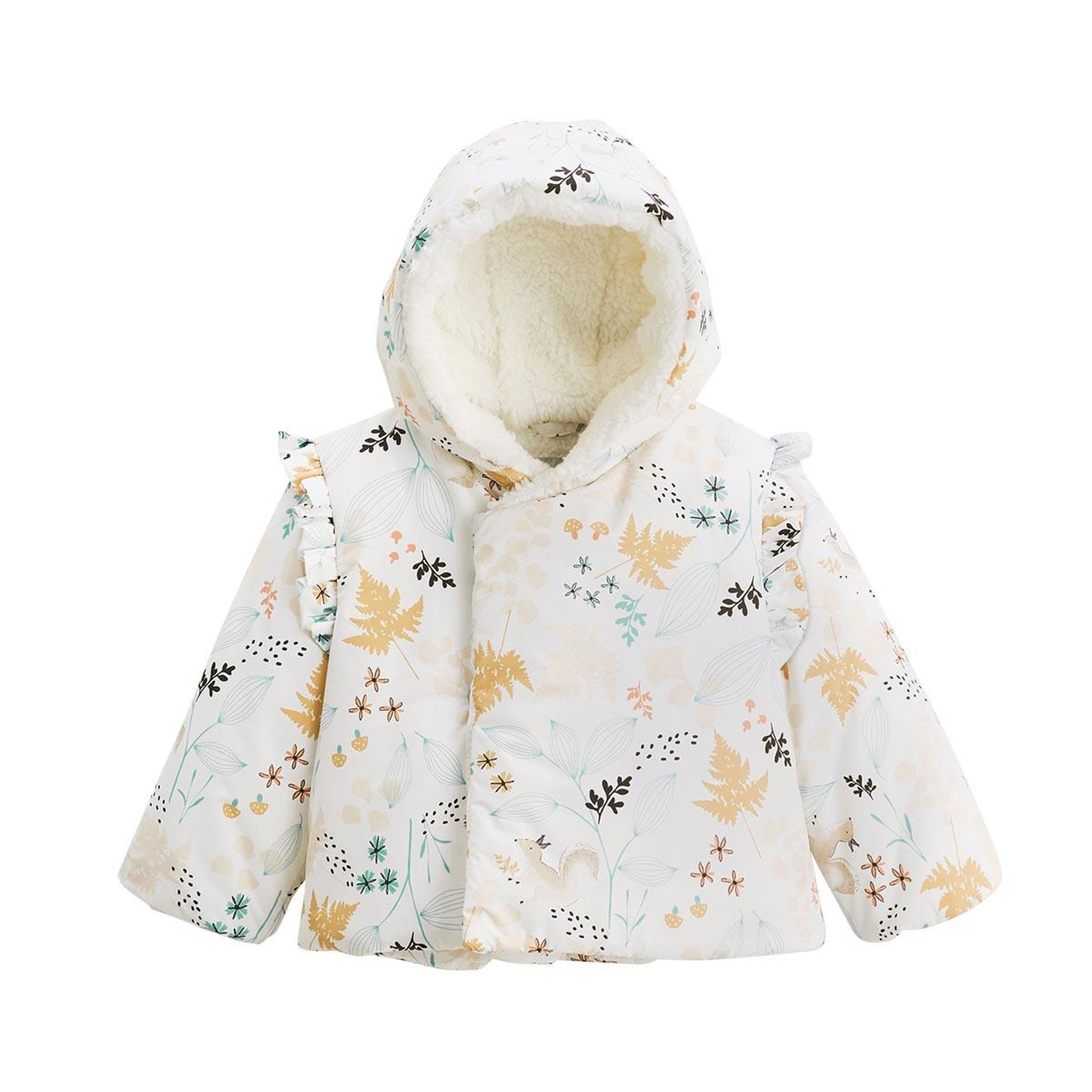 Petit Béguin Doudoune bébé imperméable doublée sherpa avec capuche Bloom. Coloris disponibles : Beige