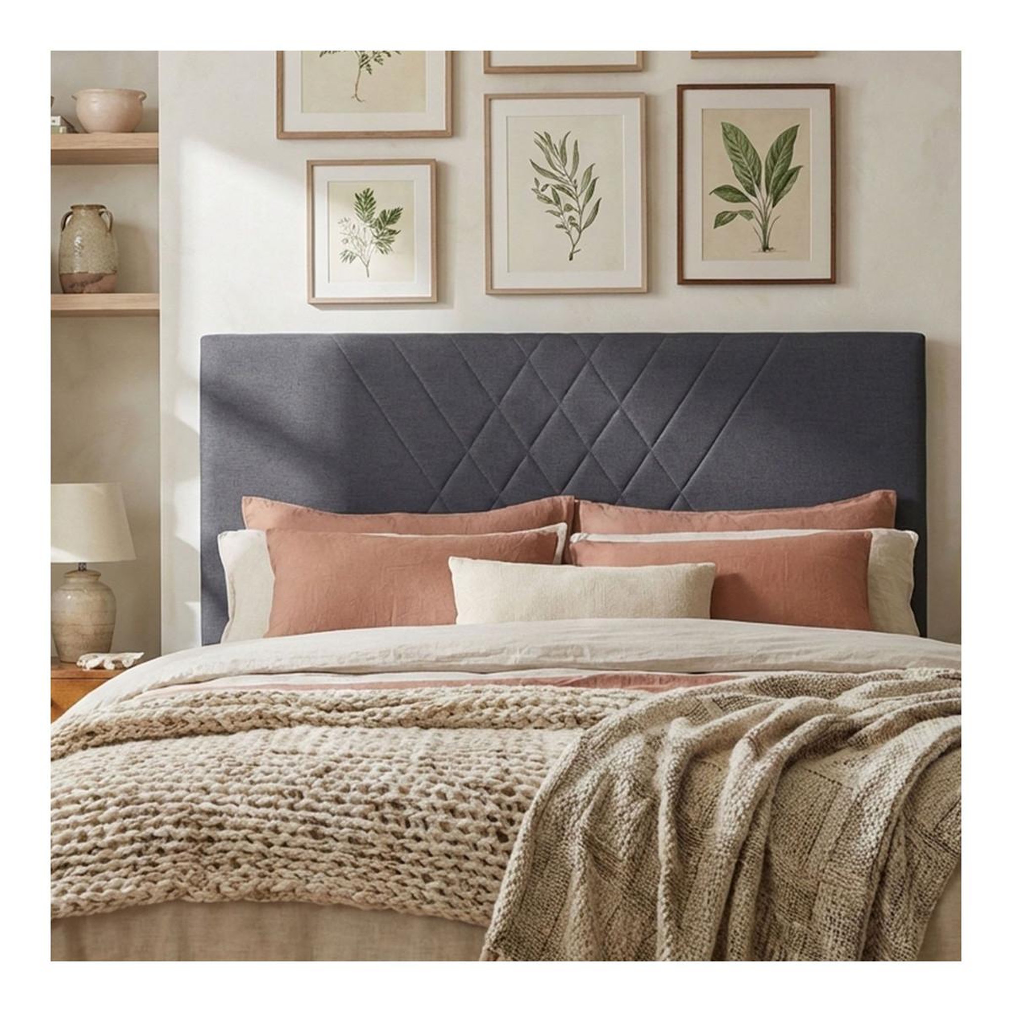 Voir la diapositive 2 : Paris Prix Tête de lit en tissu  jones  180cm gris foncé