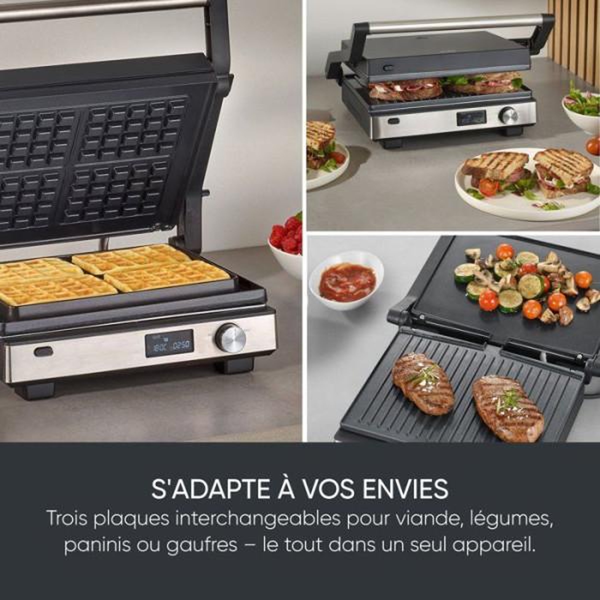 Voir la diapositive 4 : SEVERIN Gril viande 3en1 2000w noir/inox - KG2380