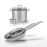 ELO Lot 2 Poêles 24/28cm & 2 Faitouts 12/26cm Elo Relief Solution