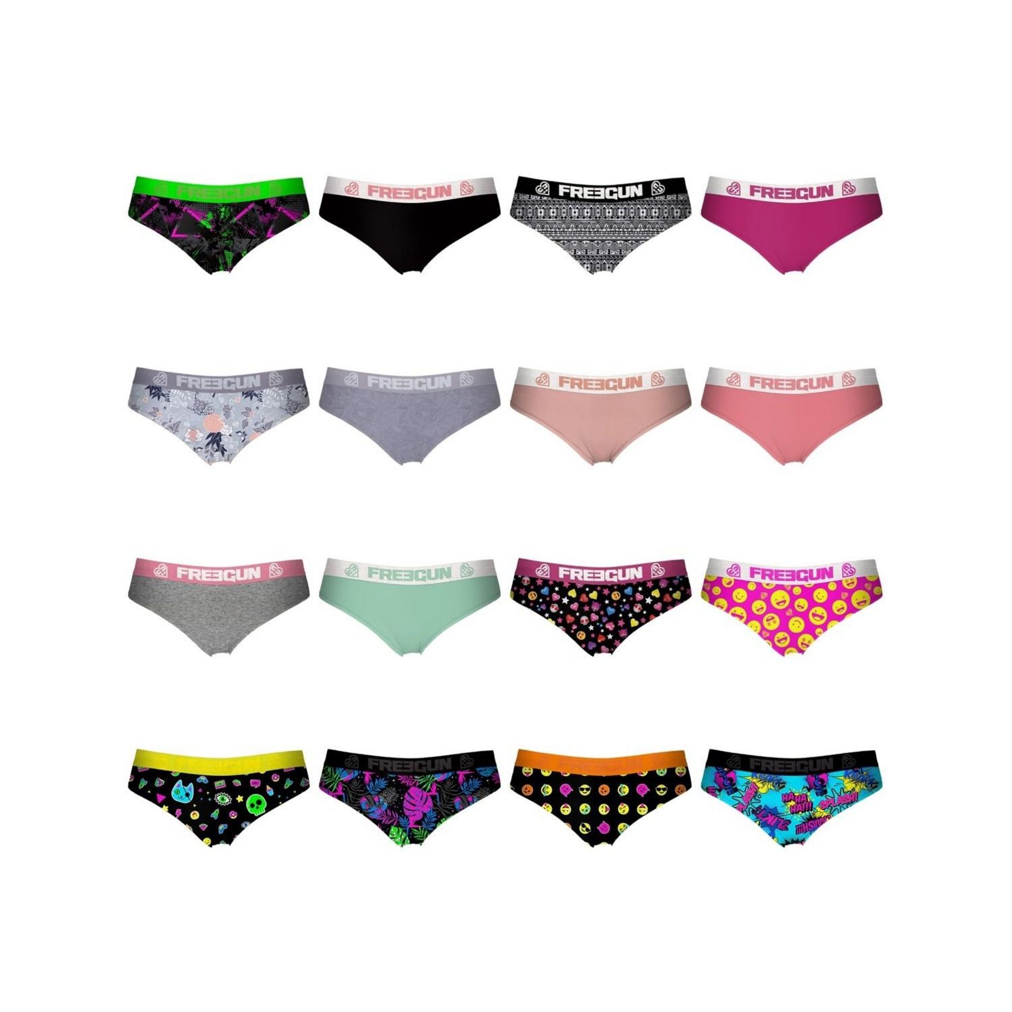 FREEGUN Pack Surprise de 5 Boxers microfibre femme. Coloris disponibles : Noir