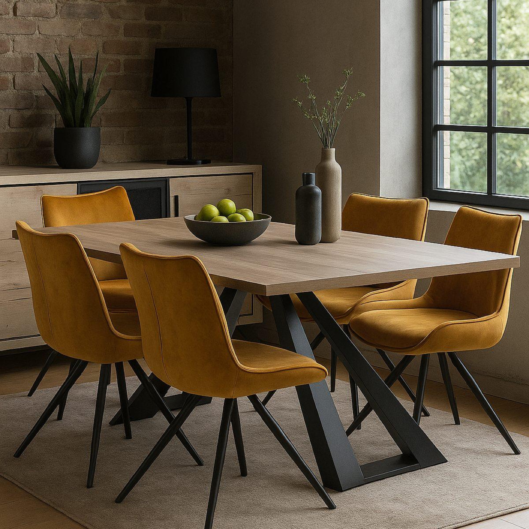 Voir la diapositive 3 : JLC KREATION Table à manger contemporaine fixe l 240cm décor chêne pero