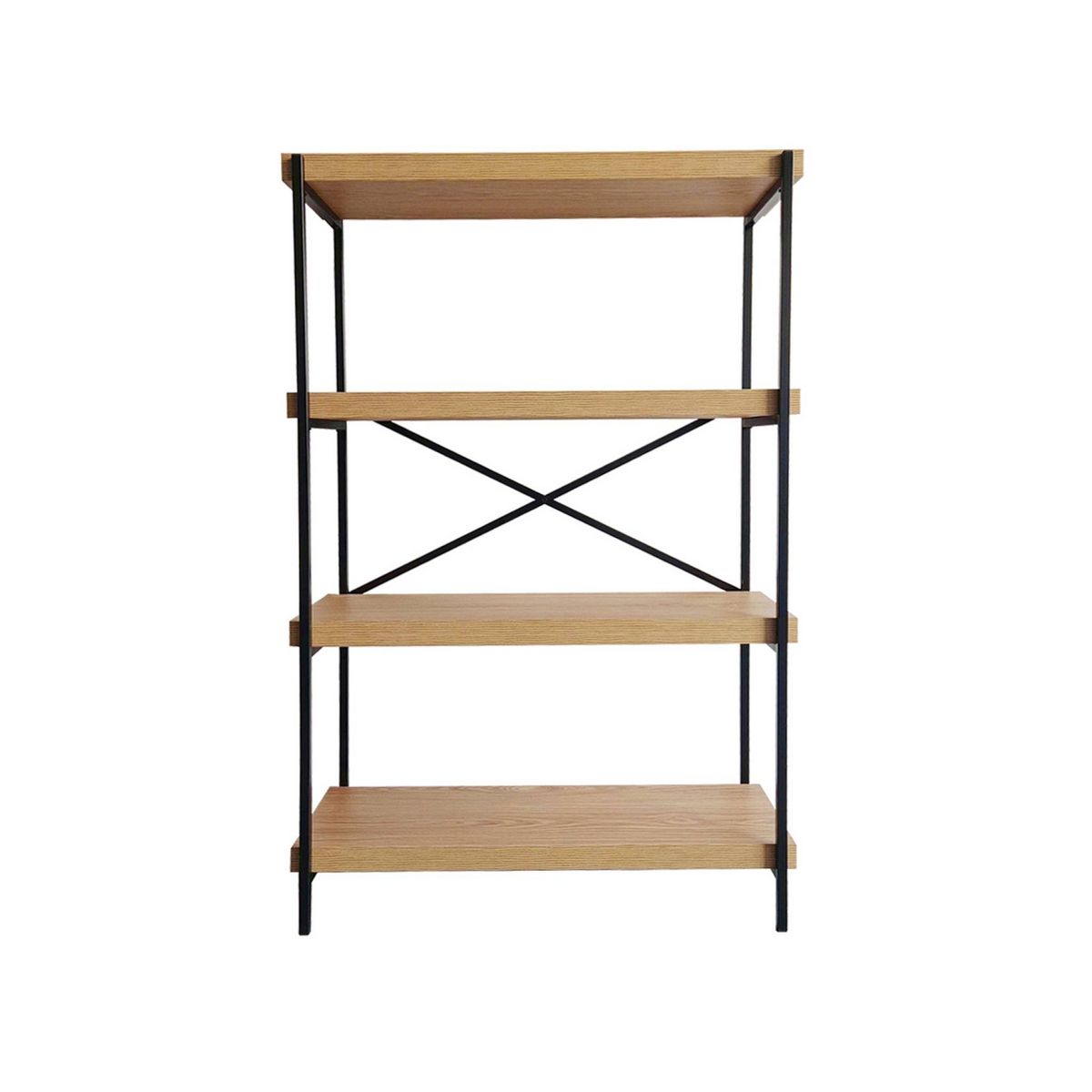 SWEEEK Etagère 4 niveaux industrielle effet frêne et métal - LOFT-   L 80 x l 30 x H 120cm